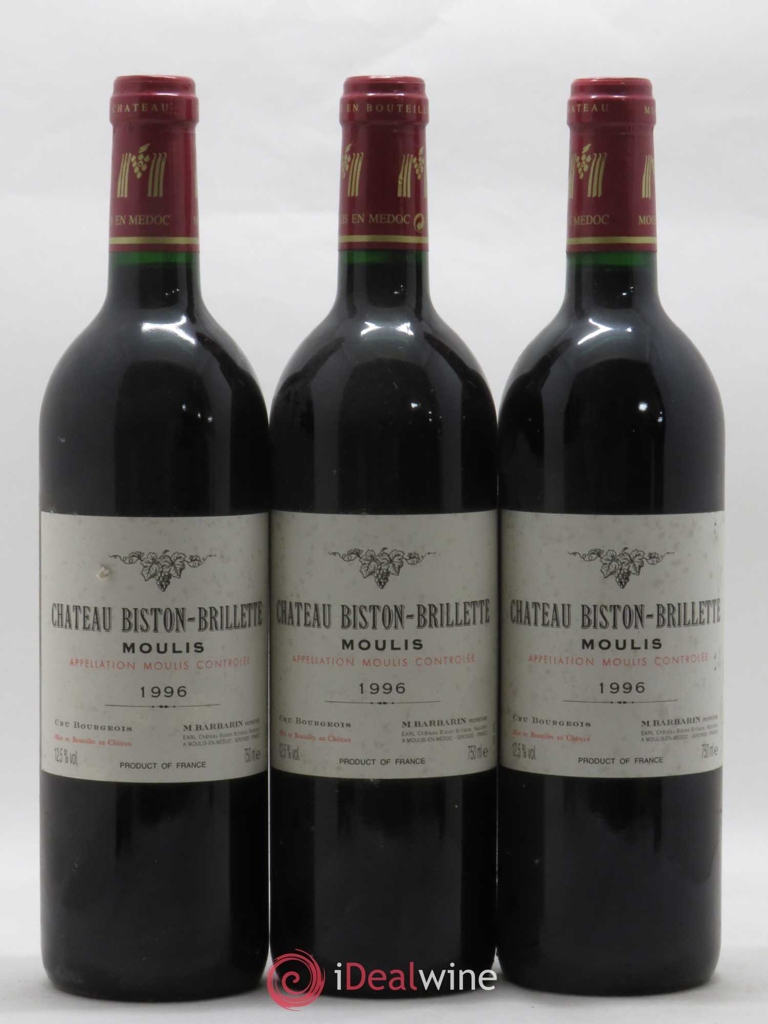 Château Biston Brillette (sans prix de réserve) 1996 - Lot de 3 bouteilles - 0