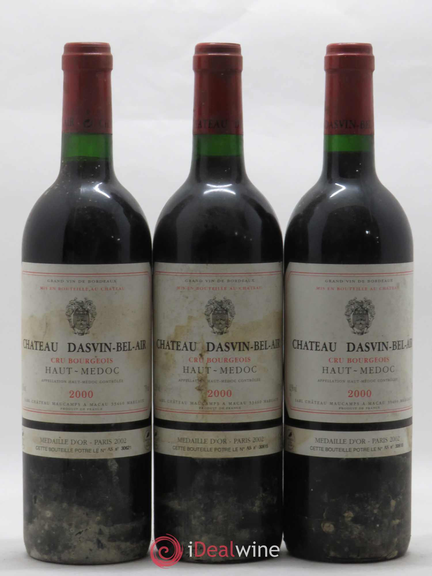 Haut Médoc Château Dasvin Bel-Air (sans prix de réserve) 2000 - Posten von 3 Flaschen - 0