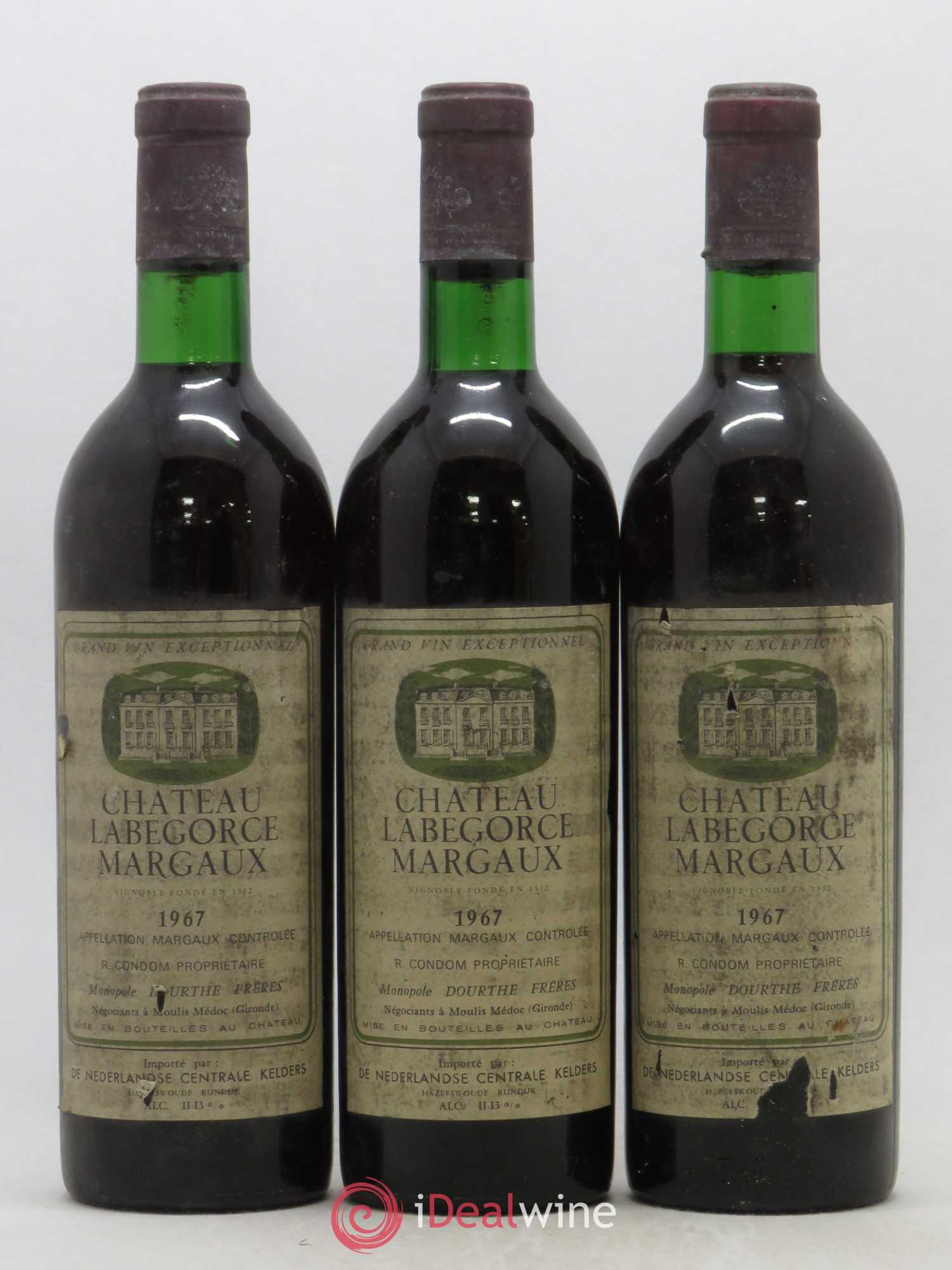 Château Labegorce Cru Bourgeois 1967 - Lot de 3 bouteilles - 0