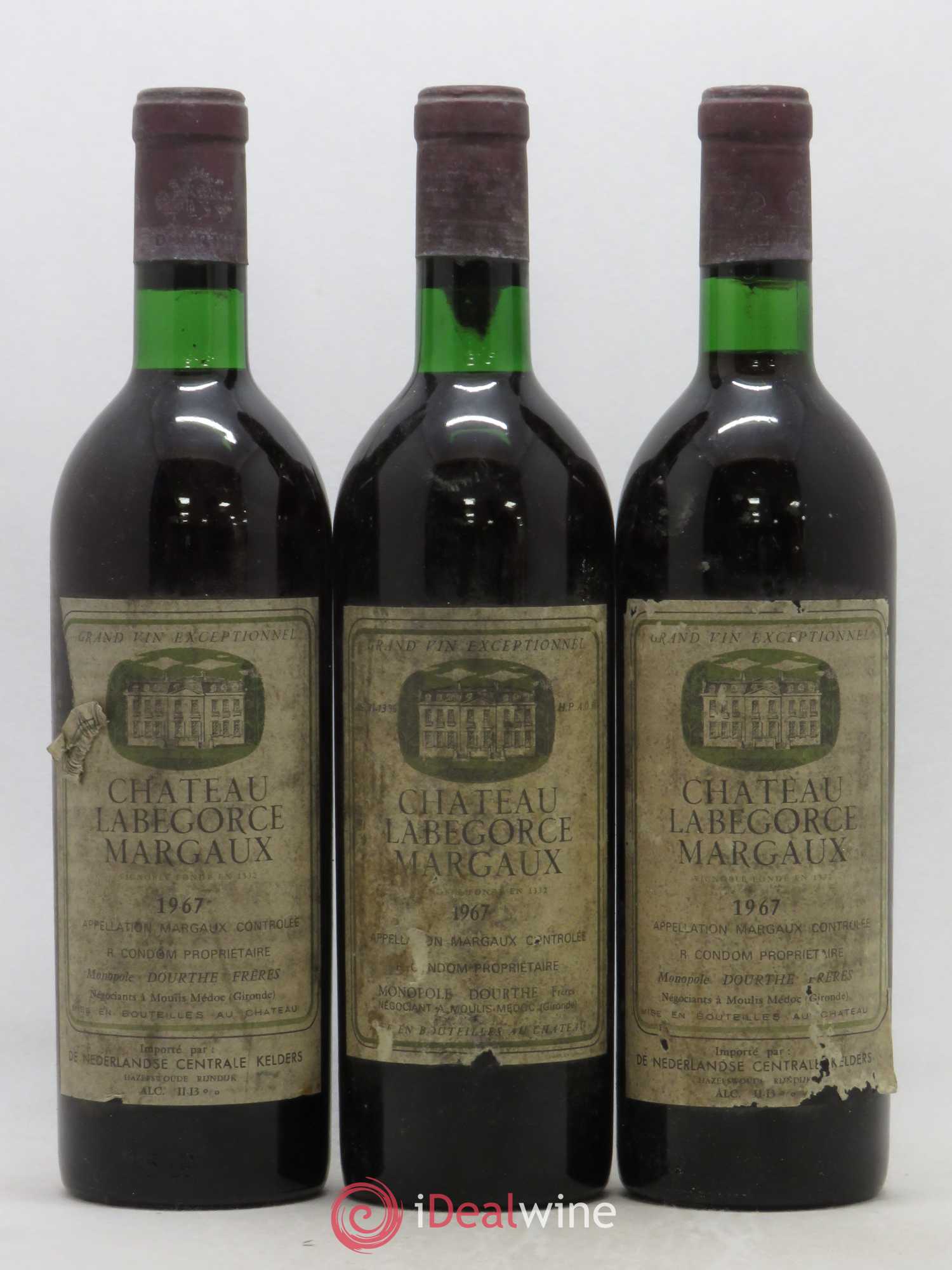 Château Labegorce Cru Bourgeois 1967 - Lot de 3 bouteilles - 0