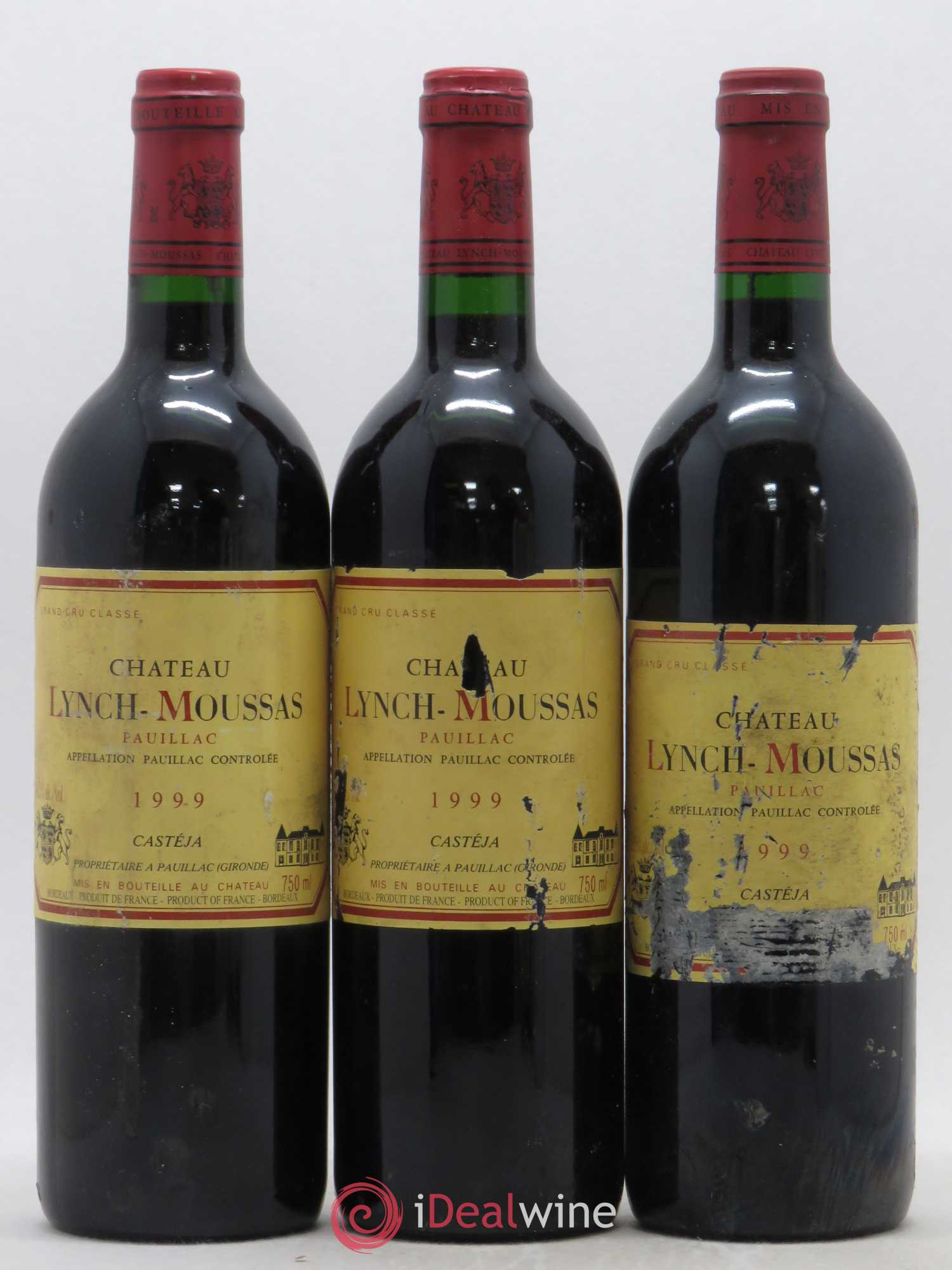 Château Lynch Moussas 5ème Grand Cru Classé 1999 - Lot de 3 bouteilles - 0