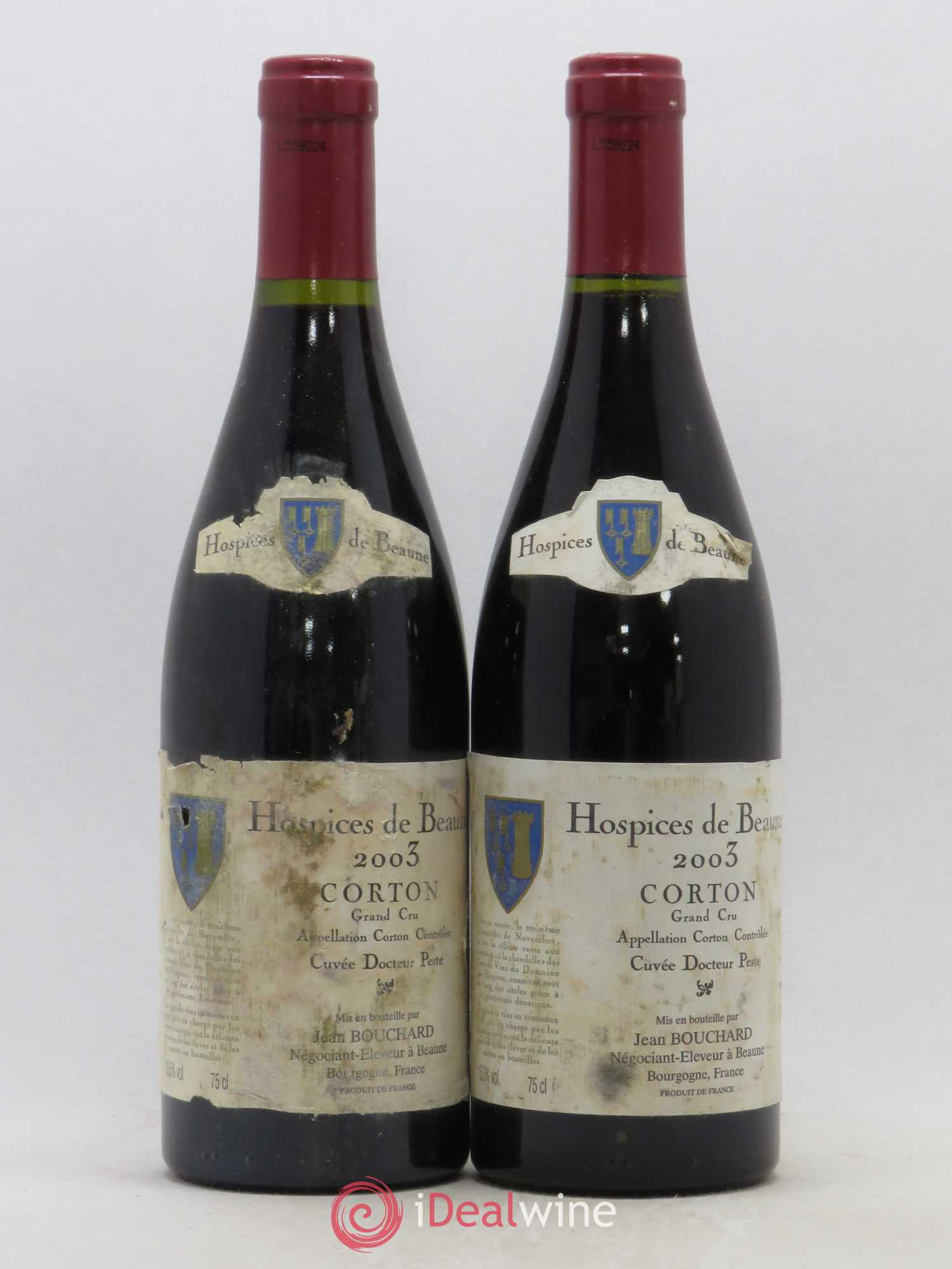 Corton Grand Cru Hospices de Beaune Cuvée Docteur Peste Jean Bouchard 2003 - Posten von 2 Flaschen - 0