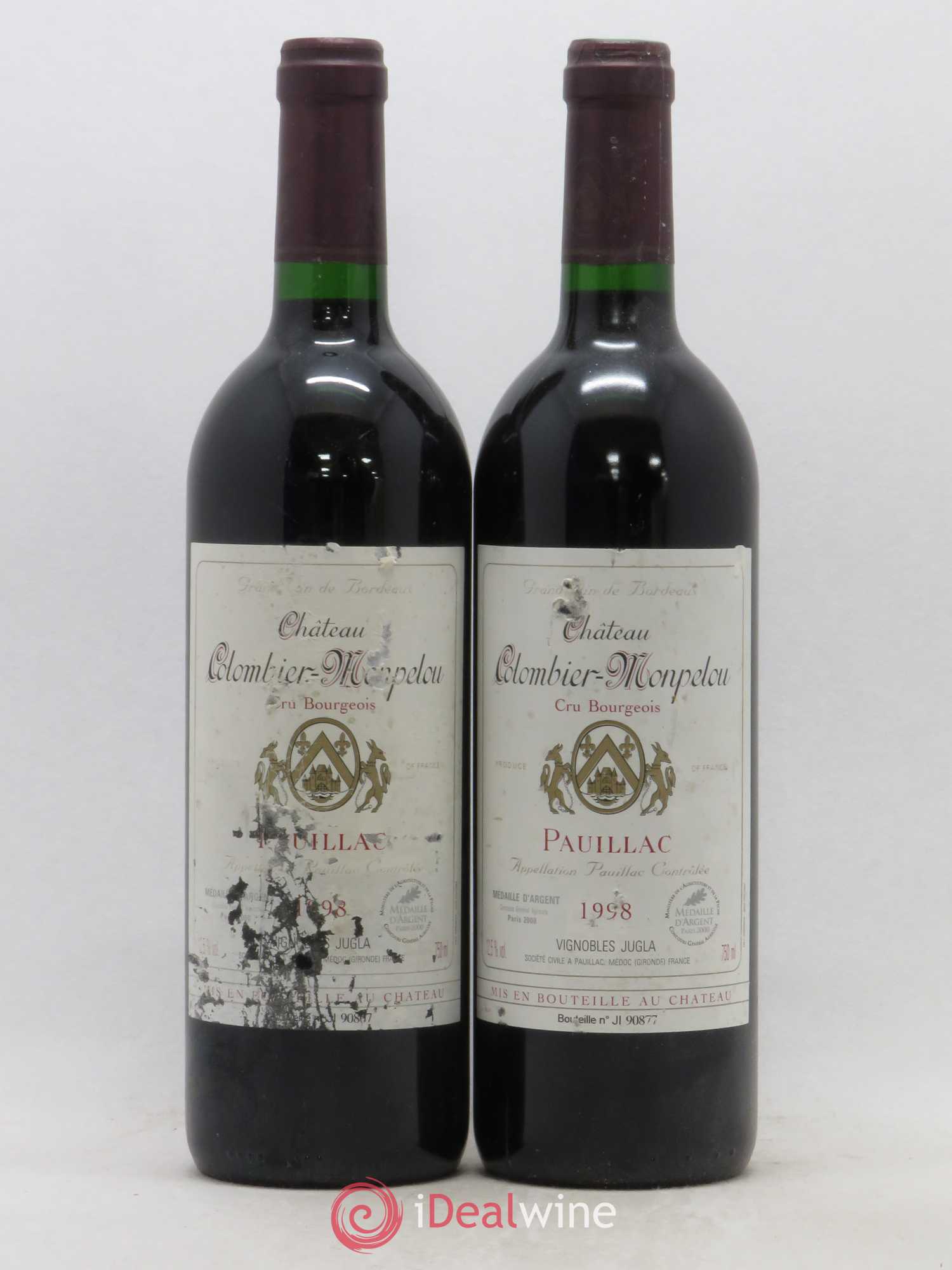 Château Colombier Monpelou Cru Bourgeois 1998 - Lot de 2 bouteilles - 0