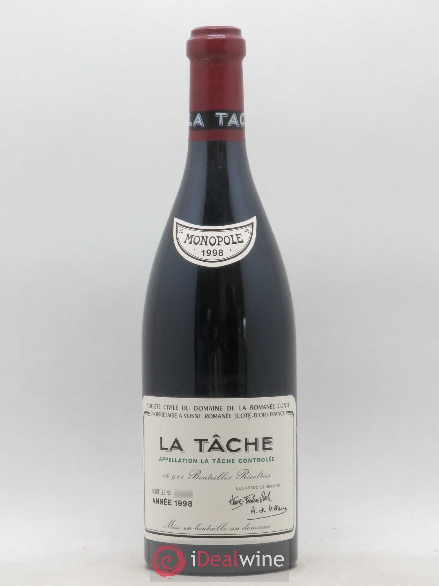 La Tâche Grand Cru Domaine de la Romanée-Conti 1998 - Lot de 1 bouteille - 0