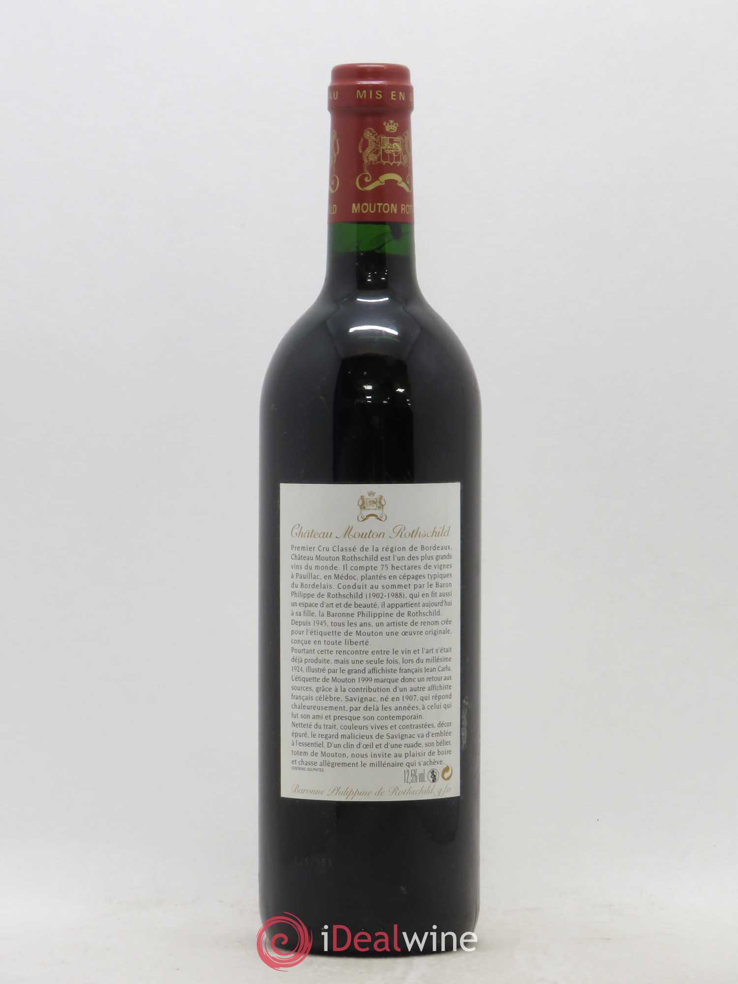 Château Mouton Rothschild 1er Grand Cru Classé 1999 - Lot de 1 bouteille - 1
