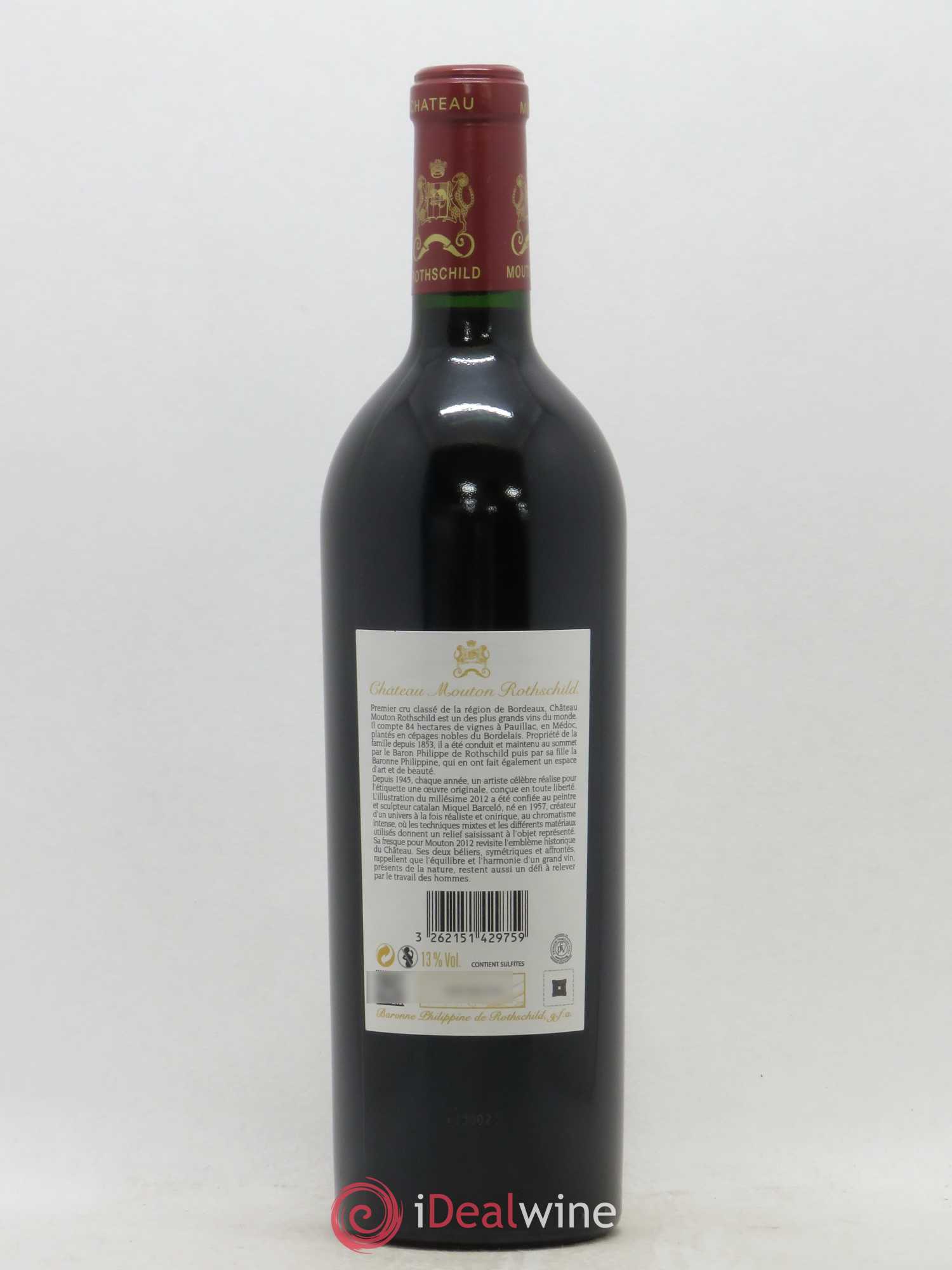 Château Mouton Rothschild 1er Grand Cru Classé 2012 - Lot de 1 bouteille - 1