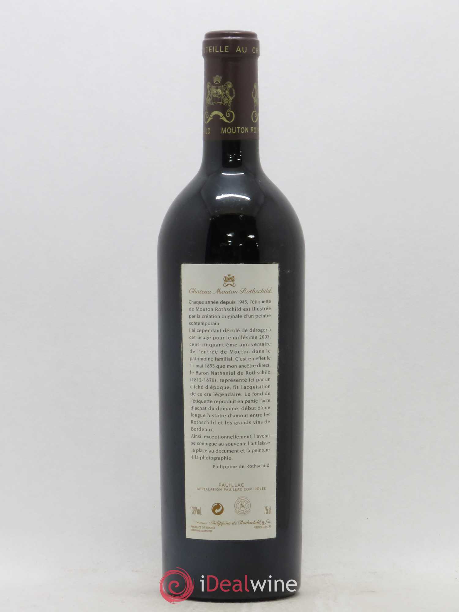 Château Mouton Rothschild 1er Grand Cru Classé 2003 - Lot de 1 bouteille - 1