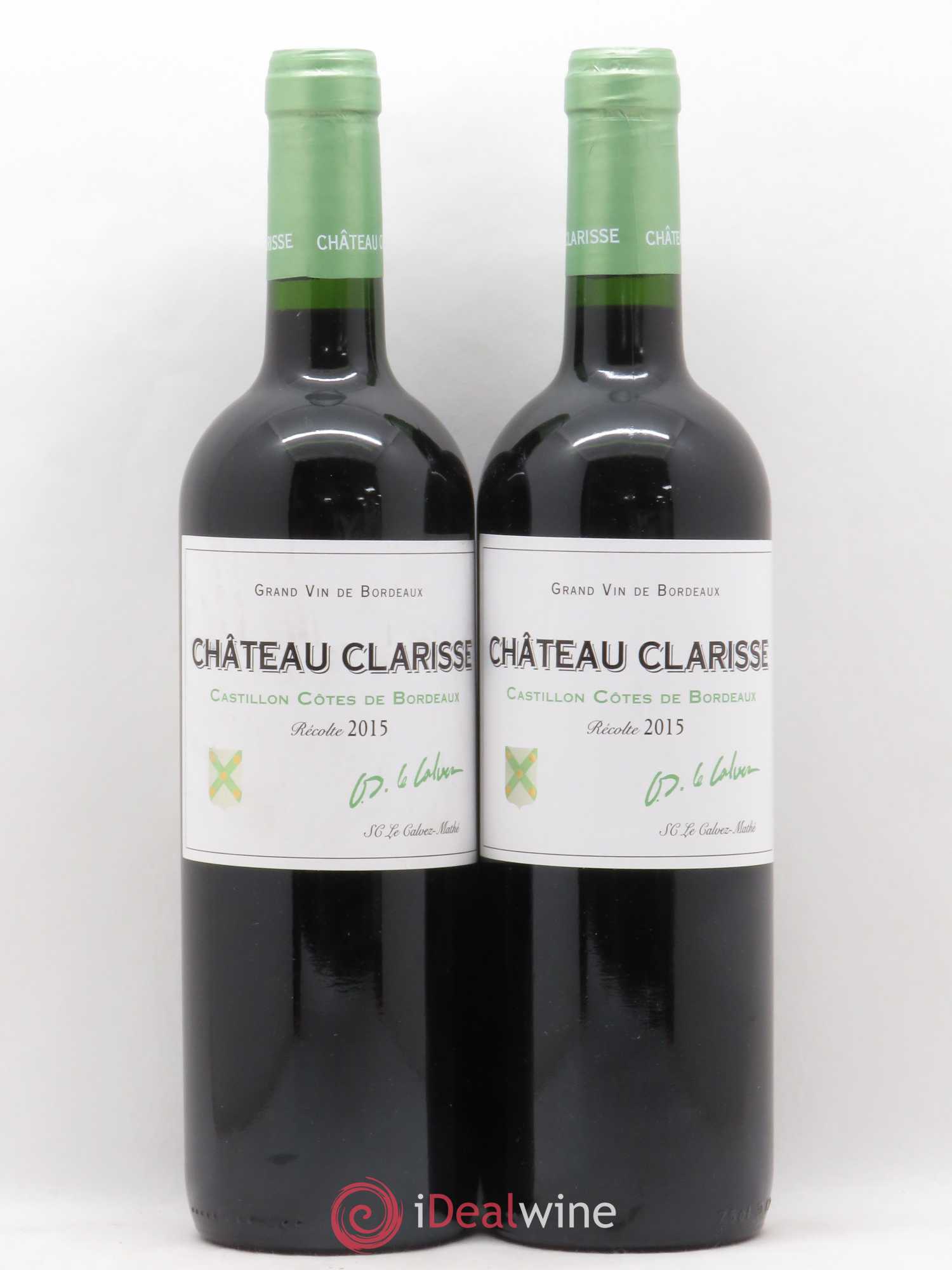 Castillon-Côtes-de-Bordeaux (Côtes-de-Castillon) Château Clarisse 2015 - Posten von 2 Flaschen - 0