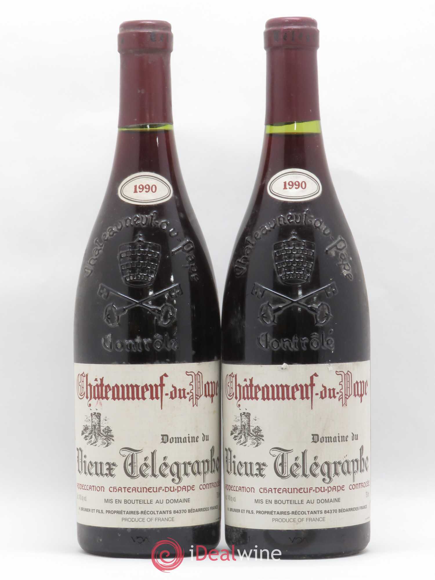 Châteauneuf-du-Pape Vieux Télégraphe (Domaine du) Vignobles Brunier 1990 - Lot de 2 bouteilles - 0