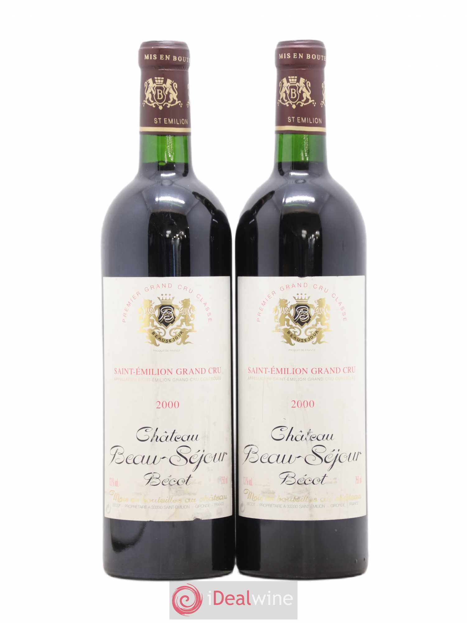 Château Beau-Séjour Bécot 1er Grand Cru Classé B 2000 - Lot de 2 bouteilles - 0