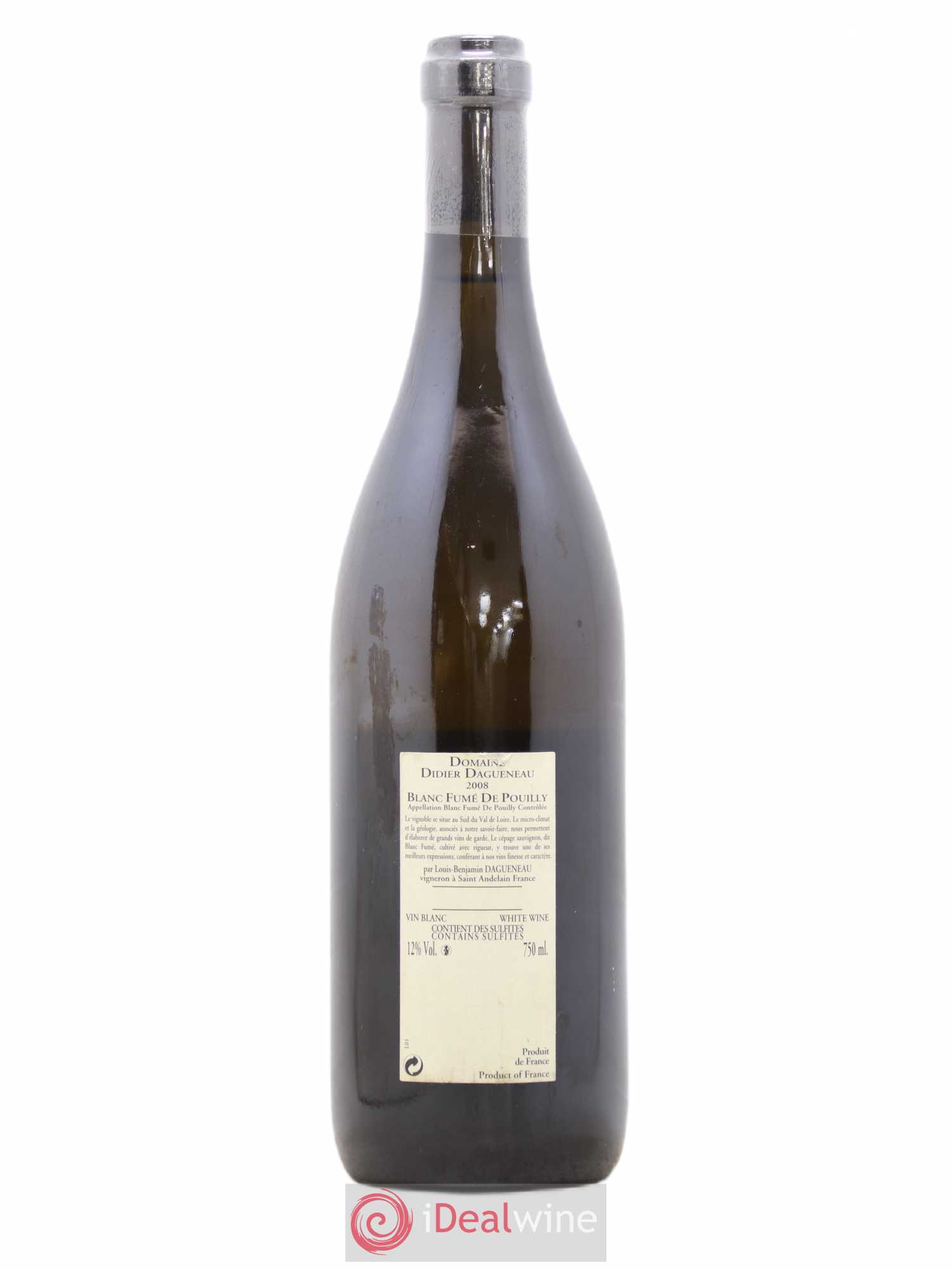 Pouilly-Fumé Blanc Fumé de Pouilly Dagueneau (Domaine Didier - Louis-Benjamin) 2008 - Lot de 1 bouteille - 1