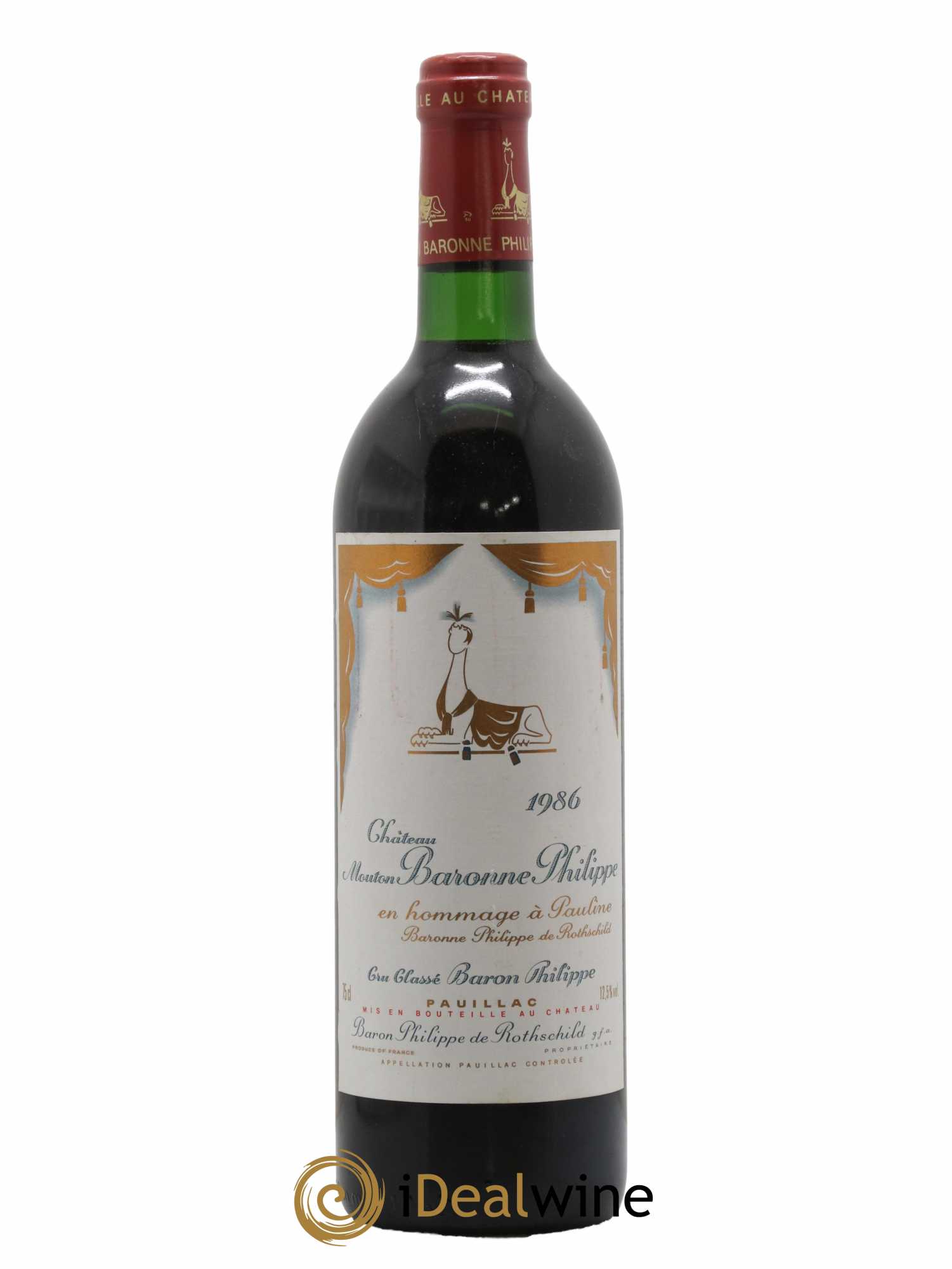 Château d' Armailhac - Mouton Baron(ne) Philippe 5ème Grand Cru Classé 1986 - Lot de 1 bouteille - 0