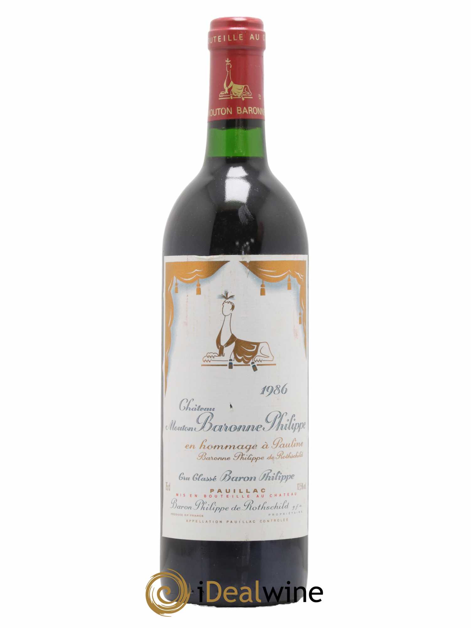 Château d' Armailhac - Mouton Baron(ne) Philippe 5ème Grand Cru Classé 1986 - Lot de 1 bouteille - 0