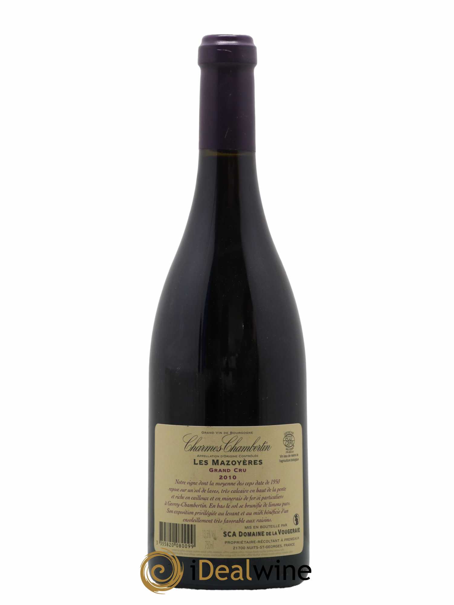 Charmes-Chambertin Grand Cru Les Mazoyères La Vougeraie 2010 - Lotto di 1 bottiglia - 1
