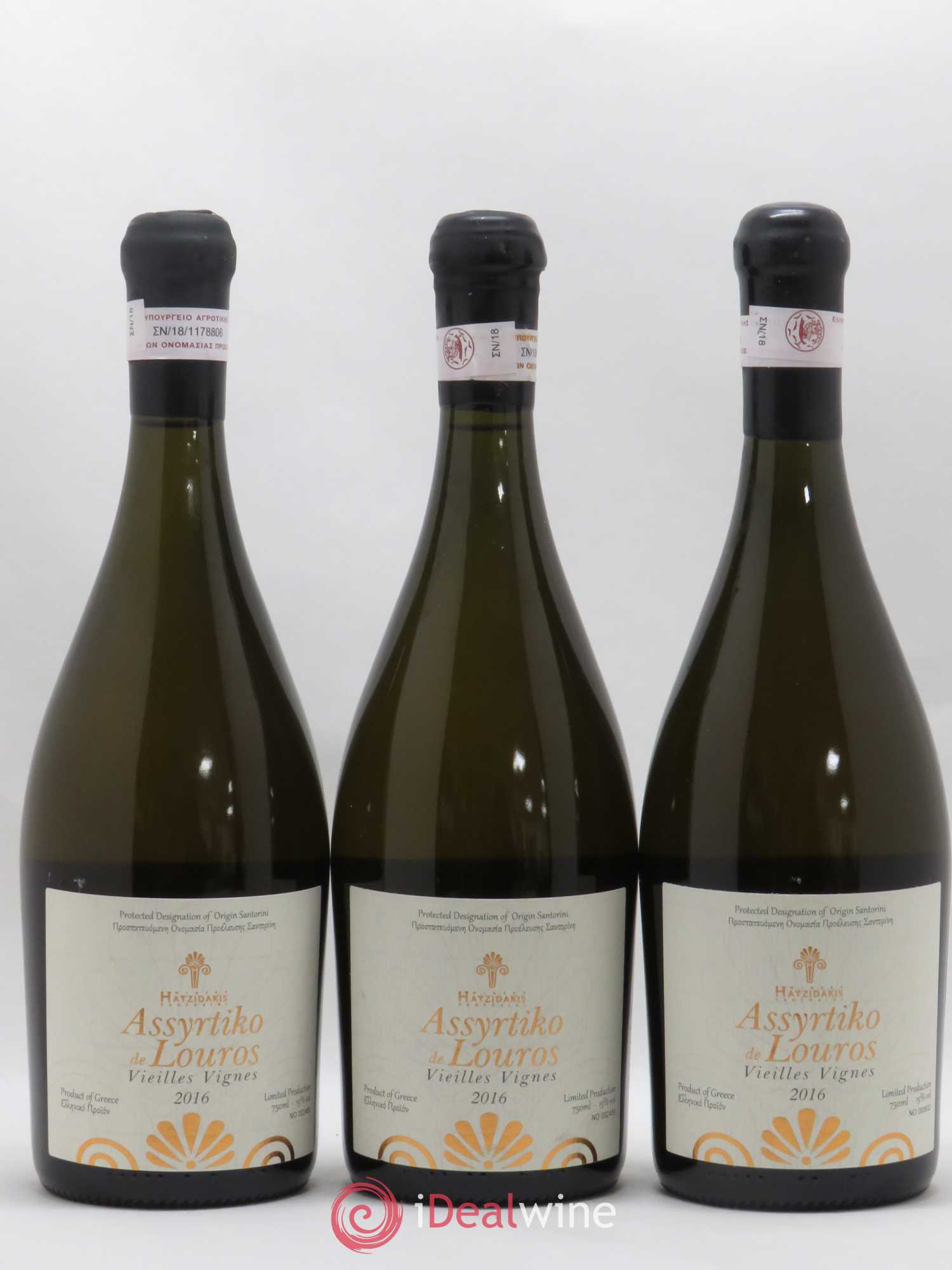 Santorini Hatzidakis Assyrtiko Louros Vieilles vignes 2016 - Posten von 3 Flaschen - 0