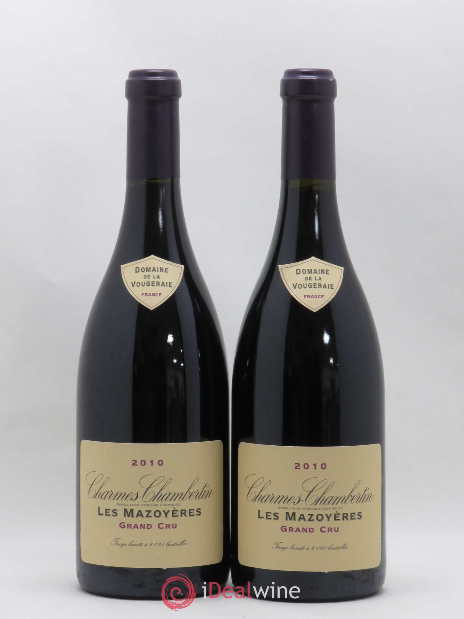 Charmes-Chambertin Grand Cru Les Mazoyères La Vougeraie 2010 - Lot de 2 bouteilles - 0