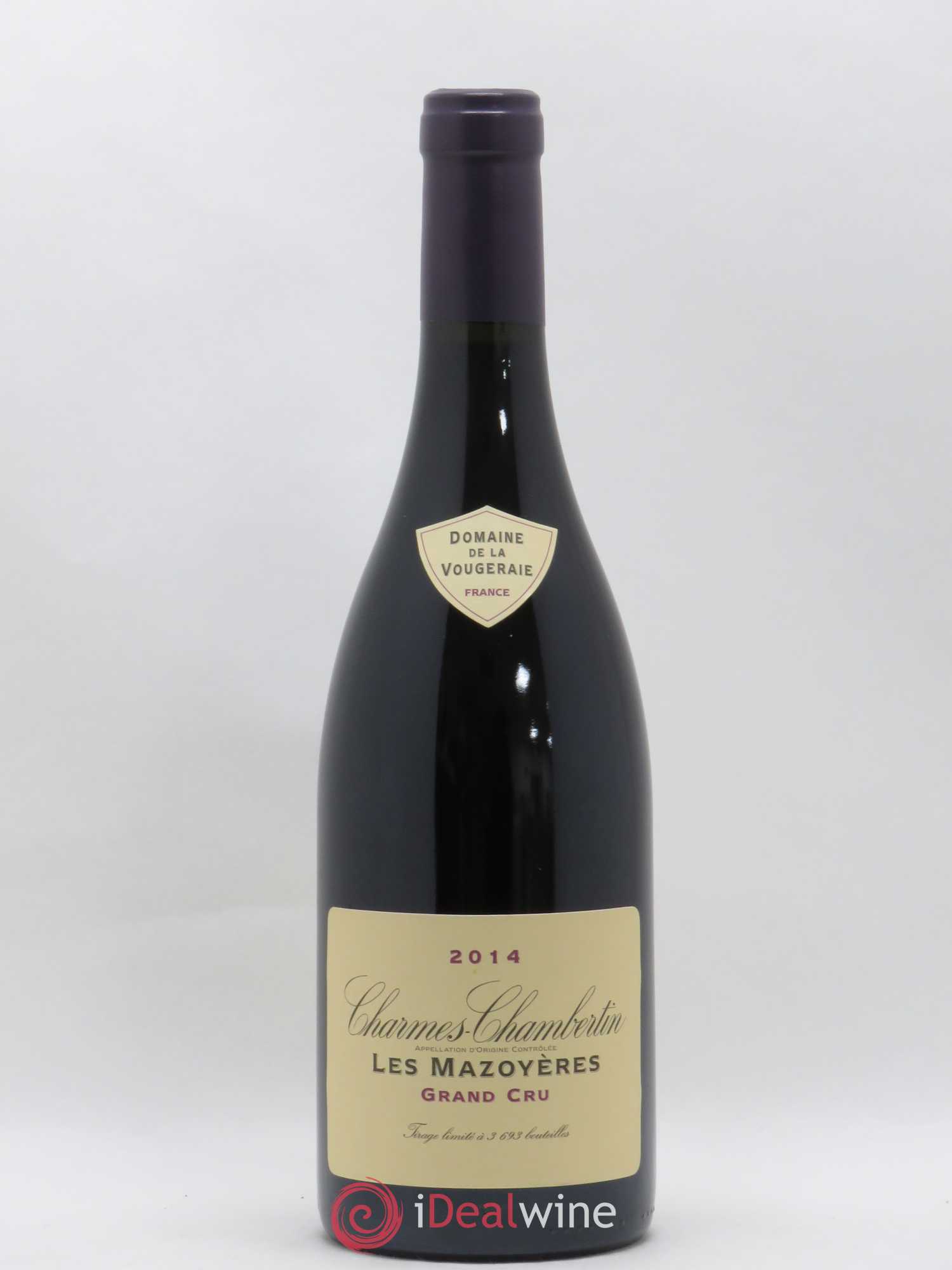 Charmes-Chambertin Grand Cru Les Mazoyères La Vougeraie 2014 - Lot de 1 bouteille - 0