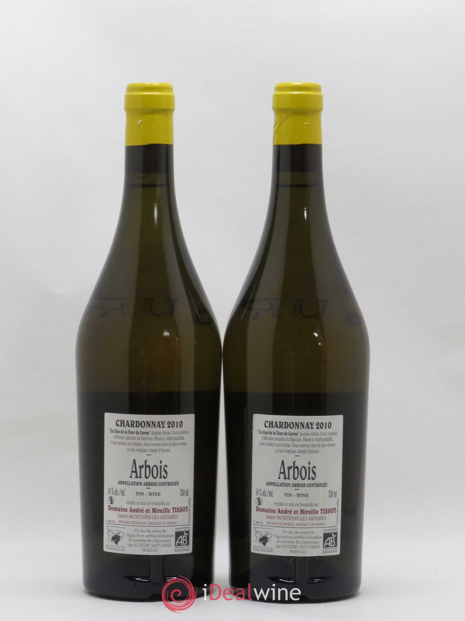 Arbois Chardonnay Le Clos de la Tour de Curon Bénédicte et Stéphane Tissot 2010 - Lot de 2 bouteilles - 1