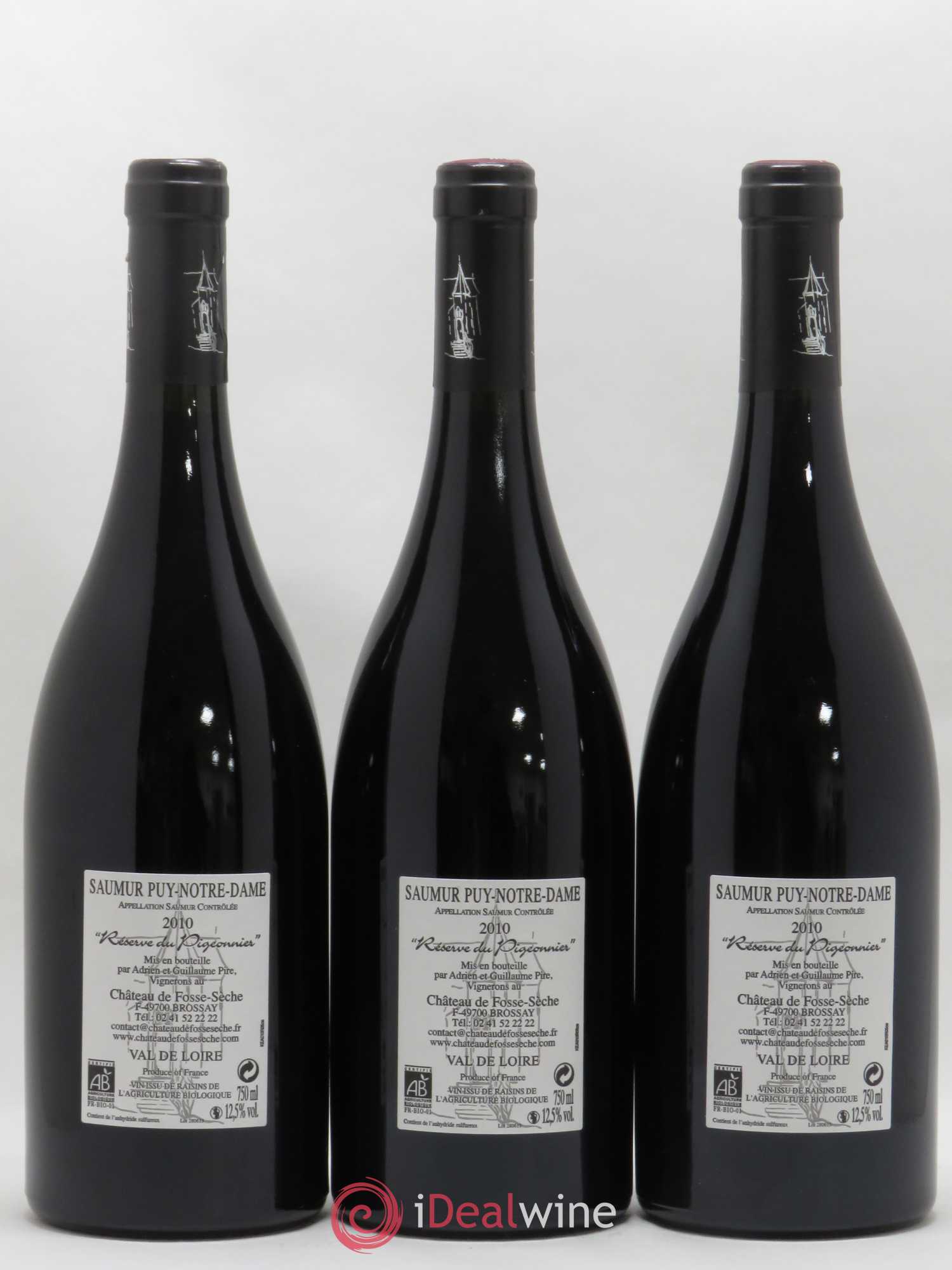 Vin de France (anciennement Saumur Puy-Notre-Dame) Réserve du Pigeonnier Château de Fosse-Sèche 2010 - Lot de 3 bouteilles - 1