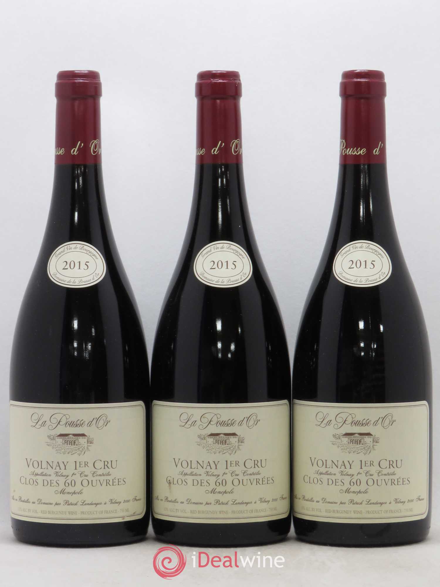 Volnay 1er Cru Clos des 60 ouvrées La Pousse d'Or (Domaine de) 2015 - Lot de 3 bouteilles - 0