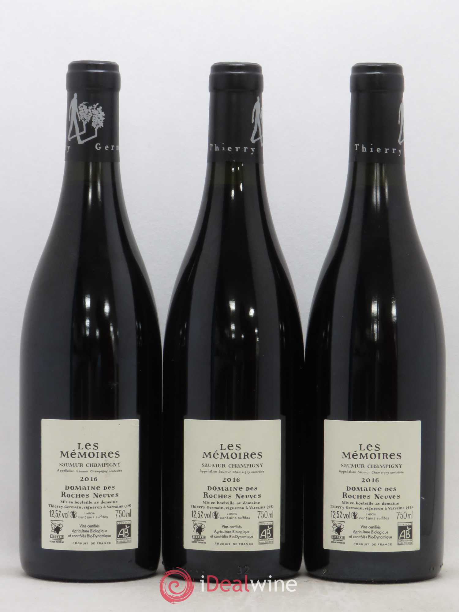 Saumur-Champigny Les Mémoires Domaine des Roches Neuves - Thierry Germain 2016 - Lot de 3 bouteilles - 1