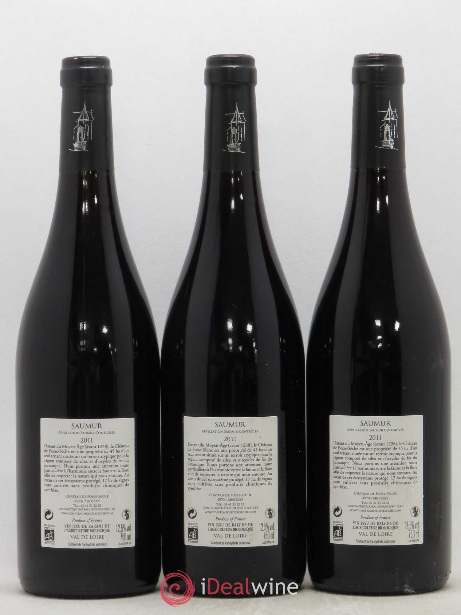 Saumur Eolithe Château de Fosse-Sèche 2011 - Lot de 3 bouteilles - 1