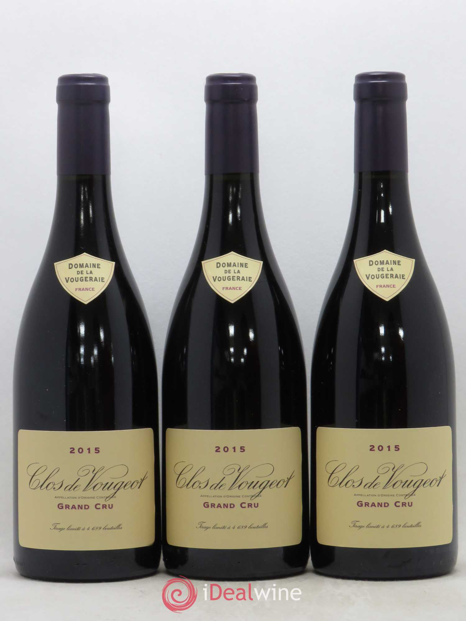 Clos de Vougeot Grand Cru La Vougeraie 2015 - Lot de 3 bouteilles - 0