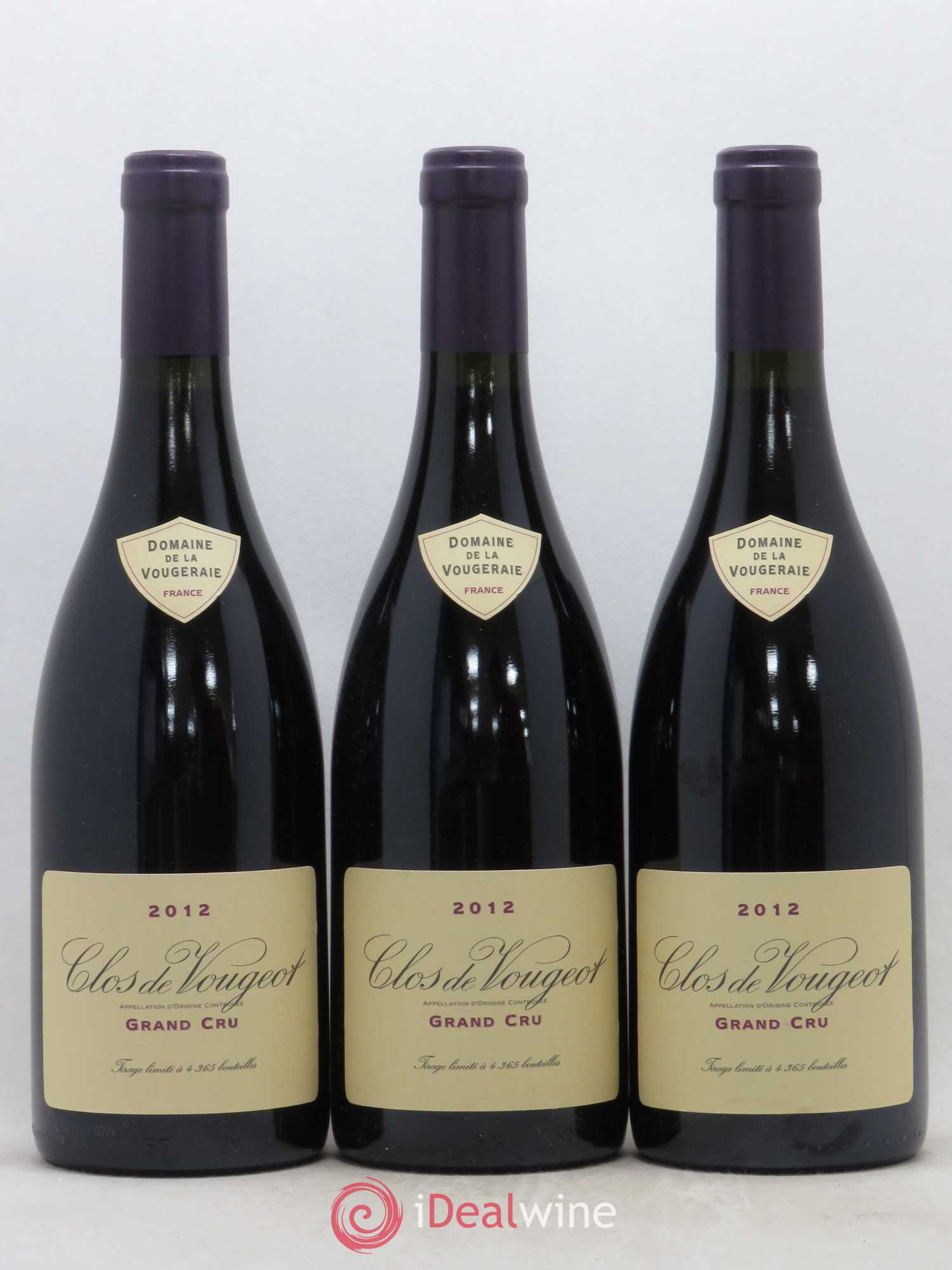 Clos de Vougeot Grand Cru La Vougeraie 2012 - Lot de 3 bouteilles - 0