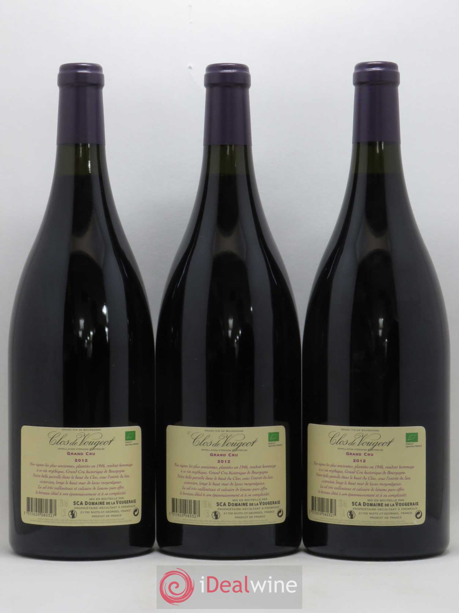 Clos de Vougeot Grand Cru La Vougeraie 2012 - Lot de 3 magnums - 1