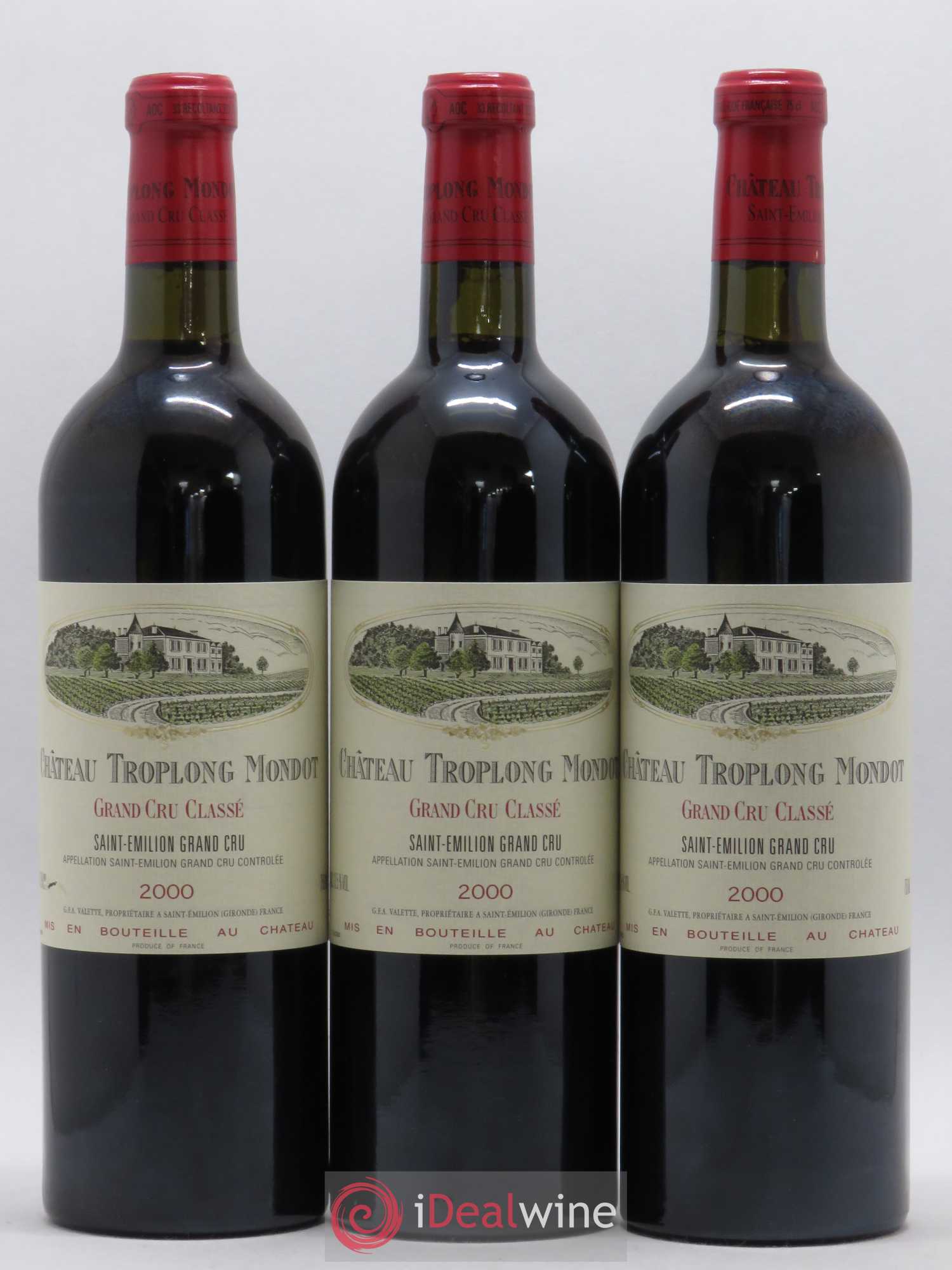 Château Troplong Mondot 1er Grand Cru Classé B 2000 - Lot de 3 bouteilles - 0