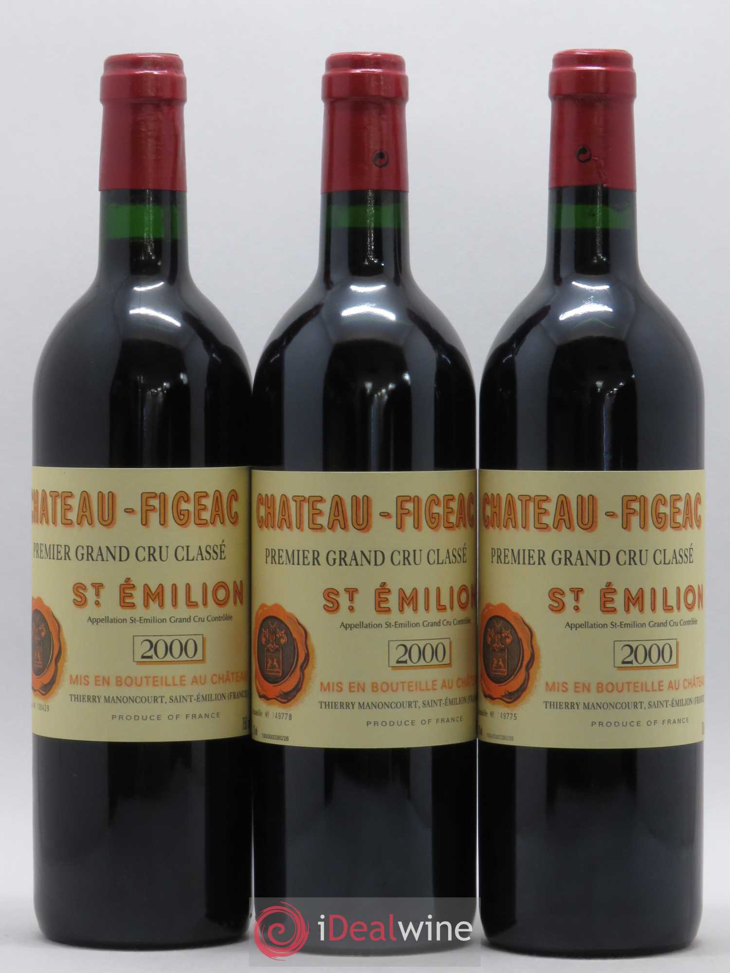 Château Figeac 1er Grand Cru Classé A 2000 - Lot de 3 bouteilles - 0