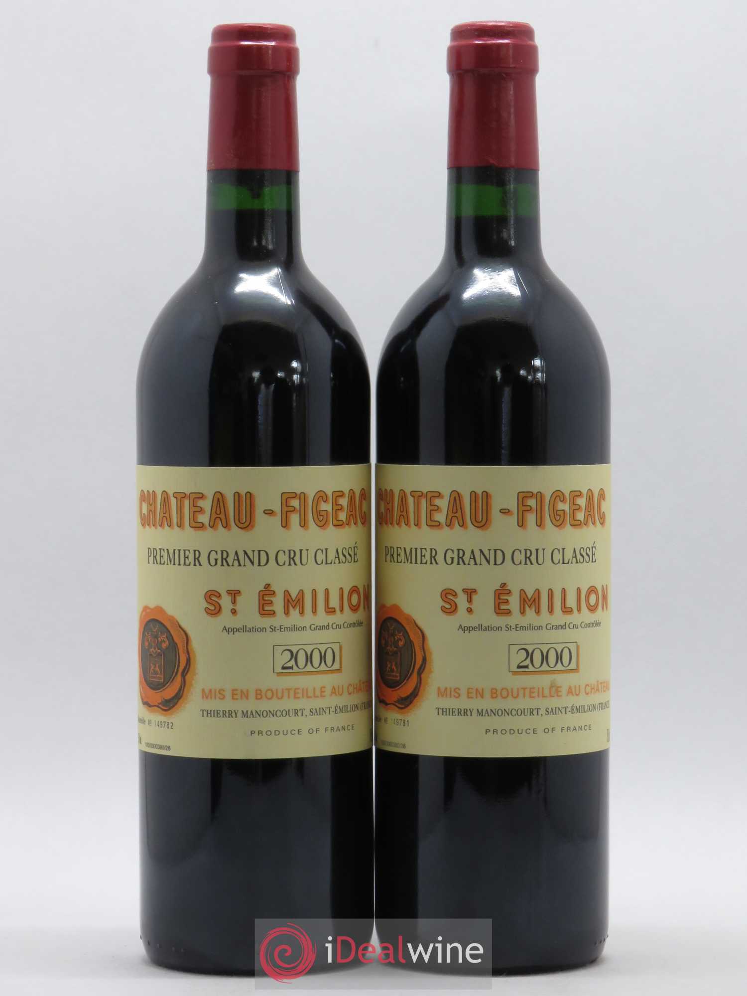 Château Figeac 1er Grand Cru Classé A 2000 - Lot de 2 bouteilles - 0