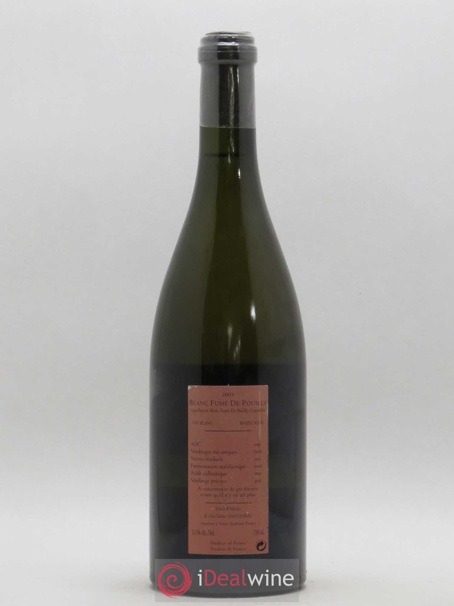Pouilly-Fumé Paradoxe Dagueneau (Domaine Didier - Louis-Benjamin) 2003 - Lot de 1 bouteille - 1