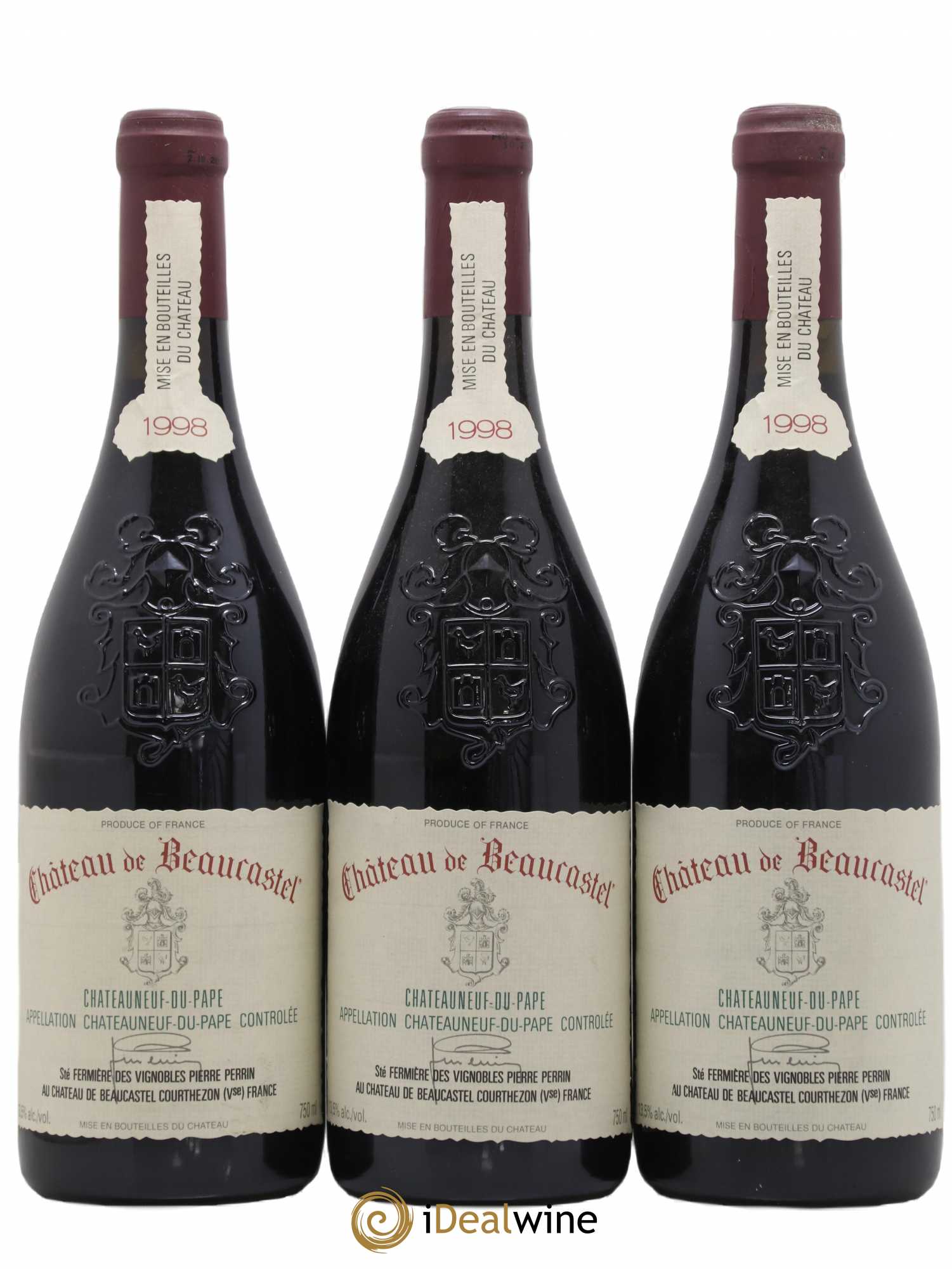 Châteauneuf-du-Pape Château de Beaucastel Famille Perrin 1998 - Lot de 3 bouteilles - 0