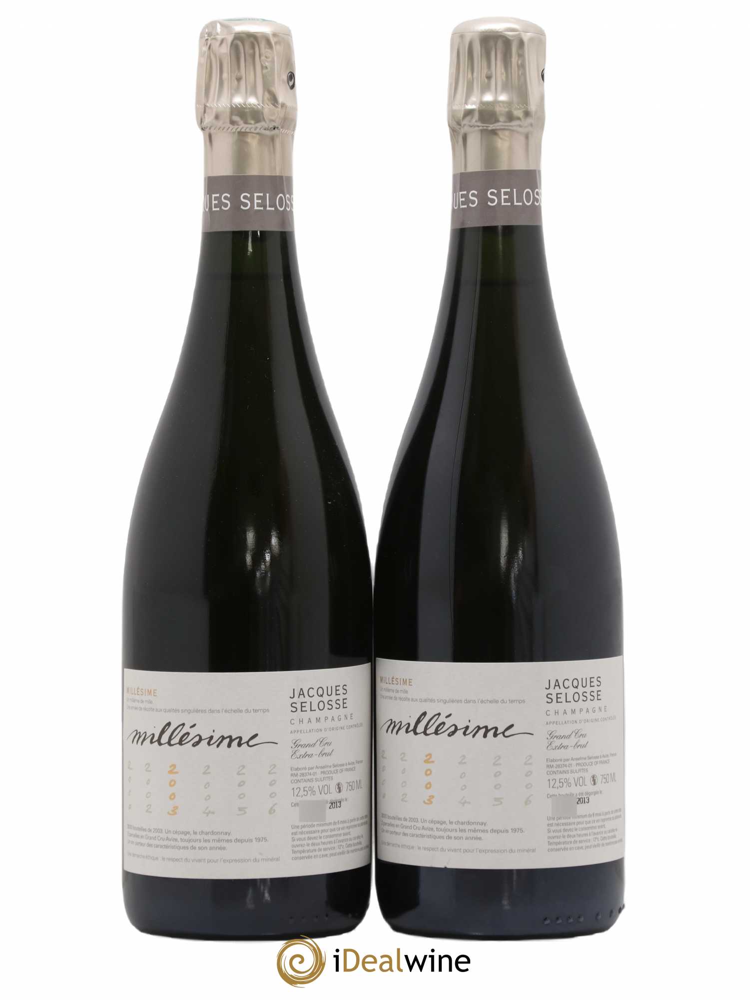 Blanc de Blancs Grand Cru Extra-Brut Jacques Selosse 2003 - Lot de 2 bouteilles - 0