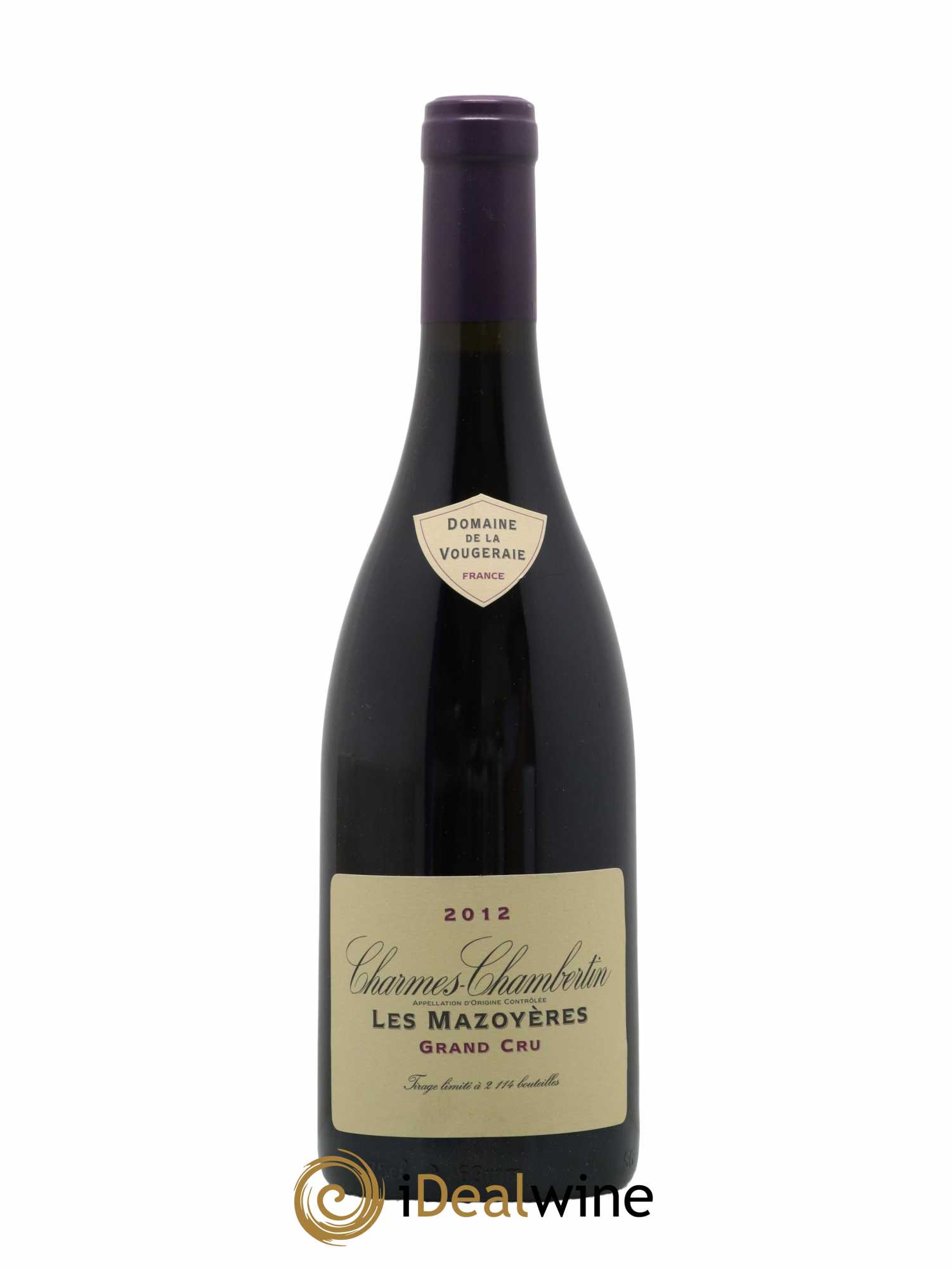 Charmes-Chambertin Grand Cru Les Mazoyères La Vougeraie 2012 - Lot de 1 bouteille - 0