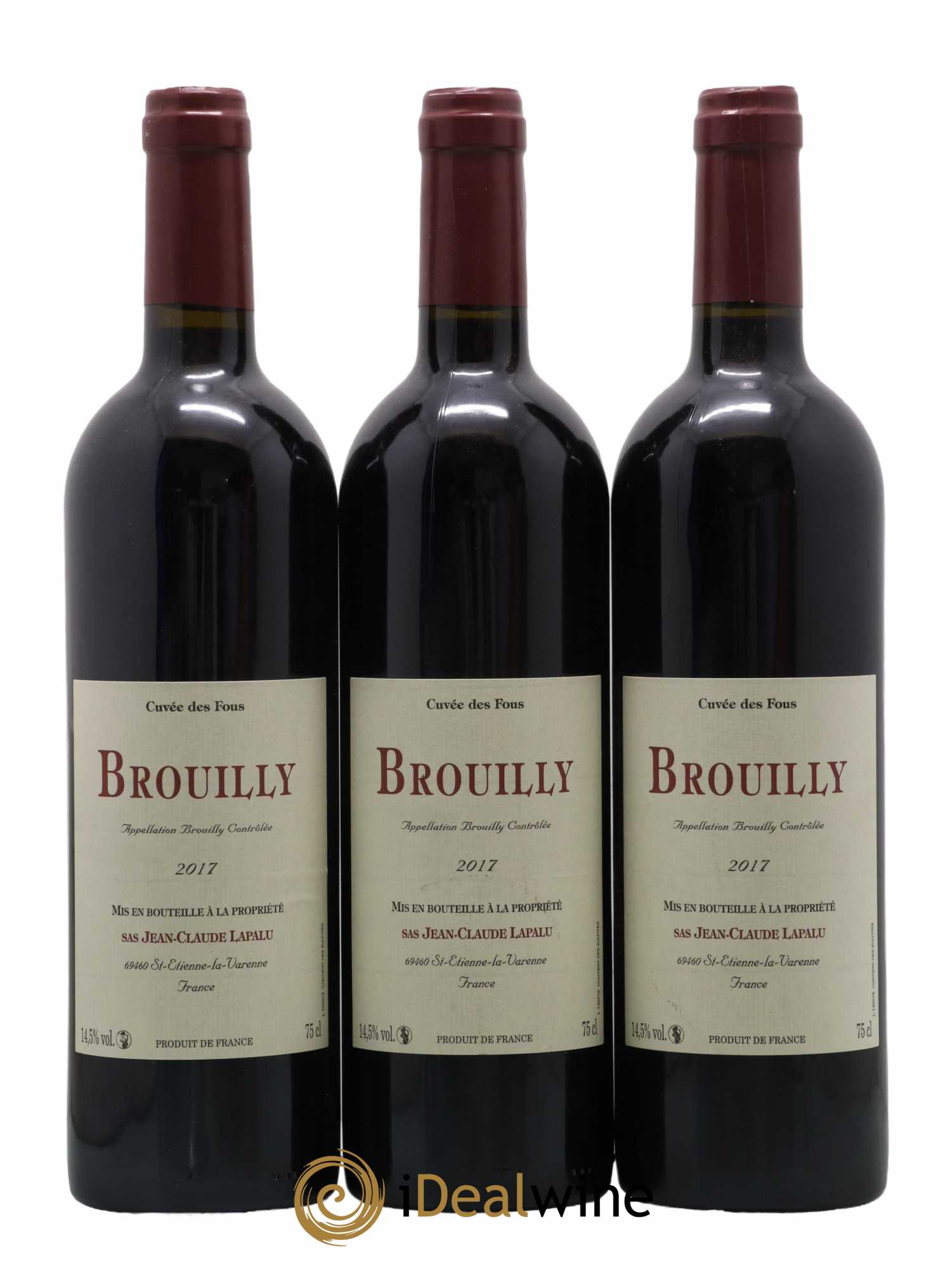 Brouilly Cuvée des Fous Jean-Claude Lapalu 2017 - Lot de 3 bouteilles - 0