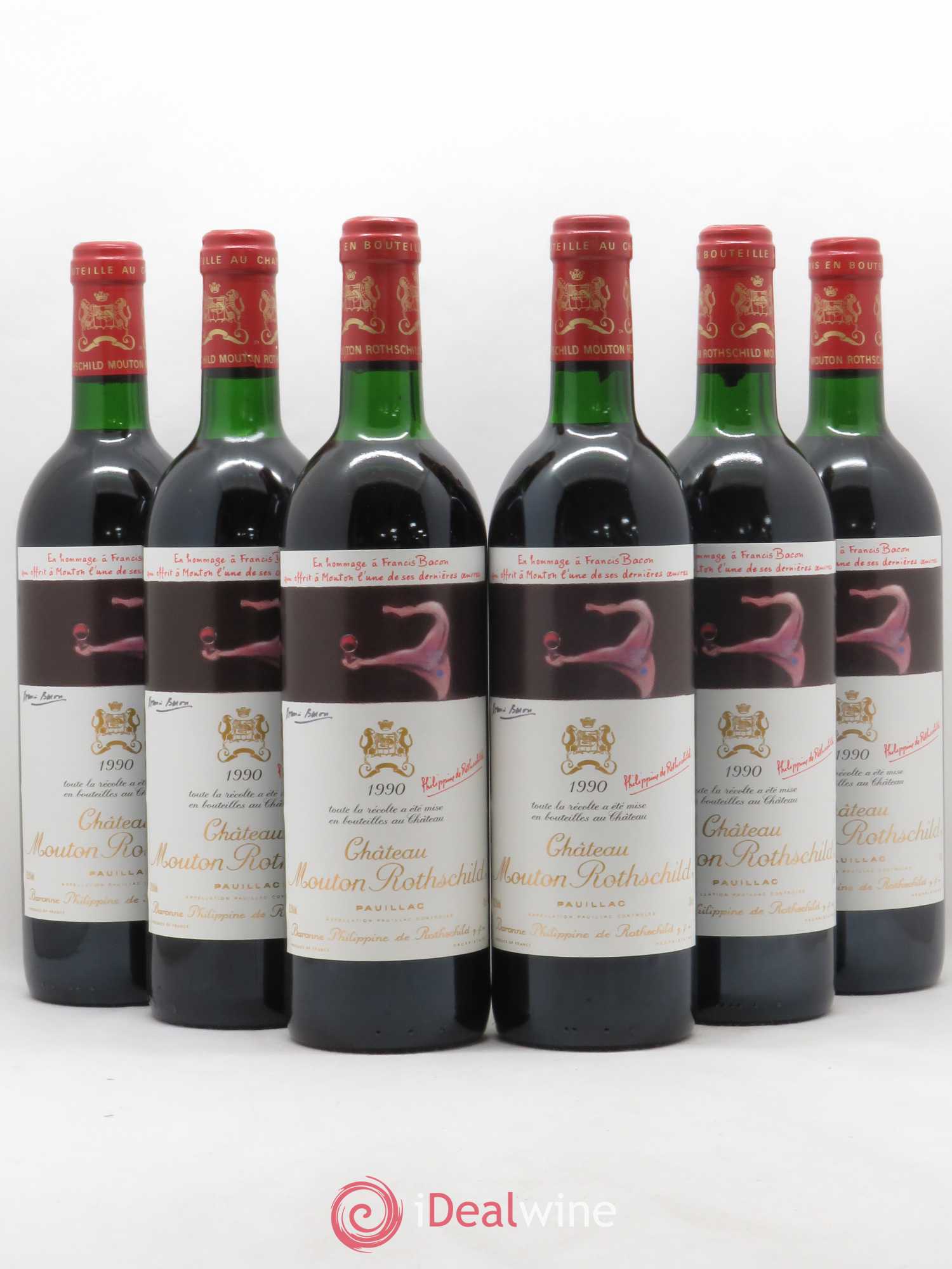 Château Mouton Rothschild 1er Grand Cru Classé 1990 - Lot de 6 bouteilles - 0