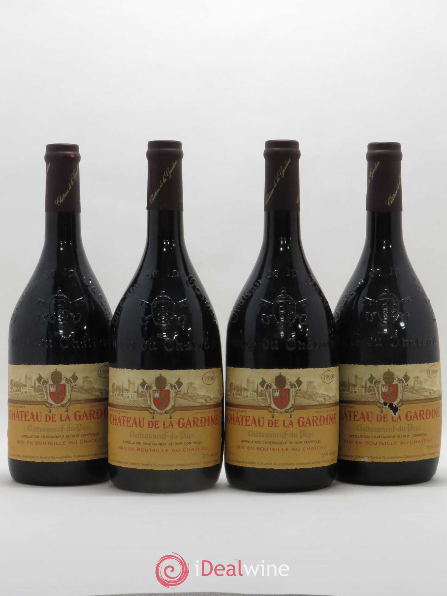 Châteauneuf-du-Pape Château de La Gardine Famille Brunel 1990 - Lot de 4 bouteilles - 0