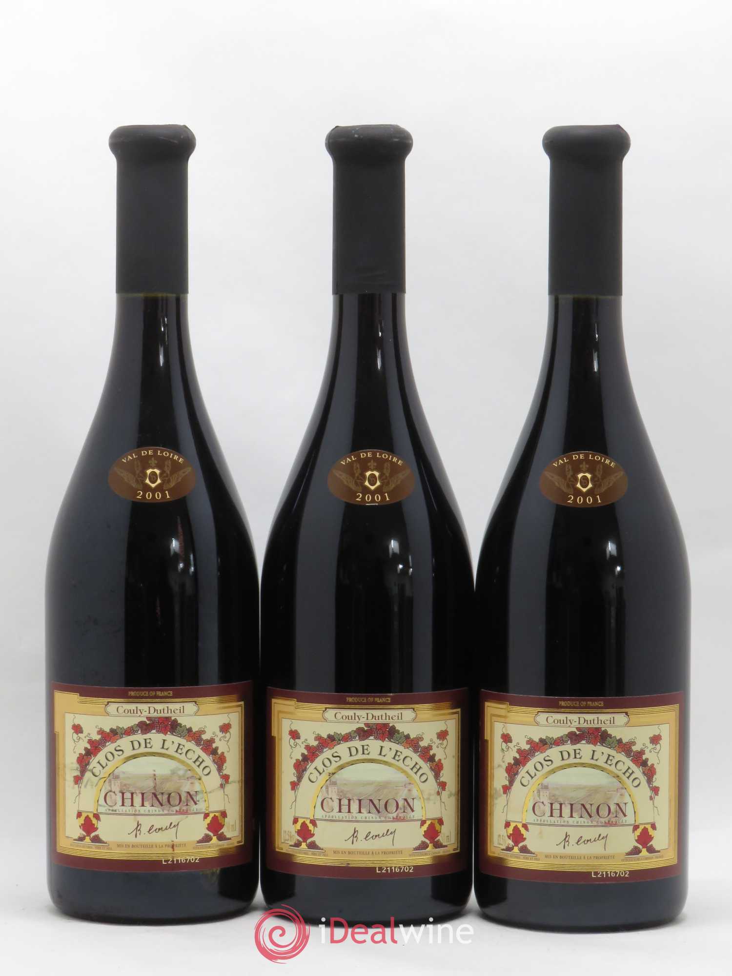 Chinon Clos de l'Echo Couly-Dutheil 2001 - Lot de 6 bouteilles - 1