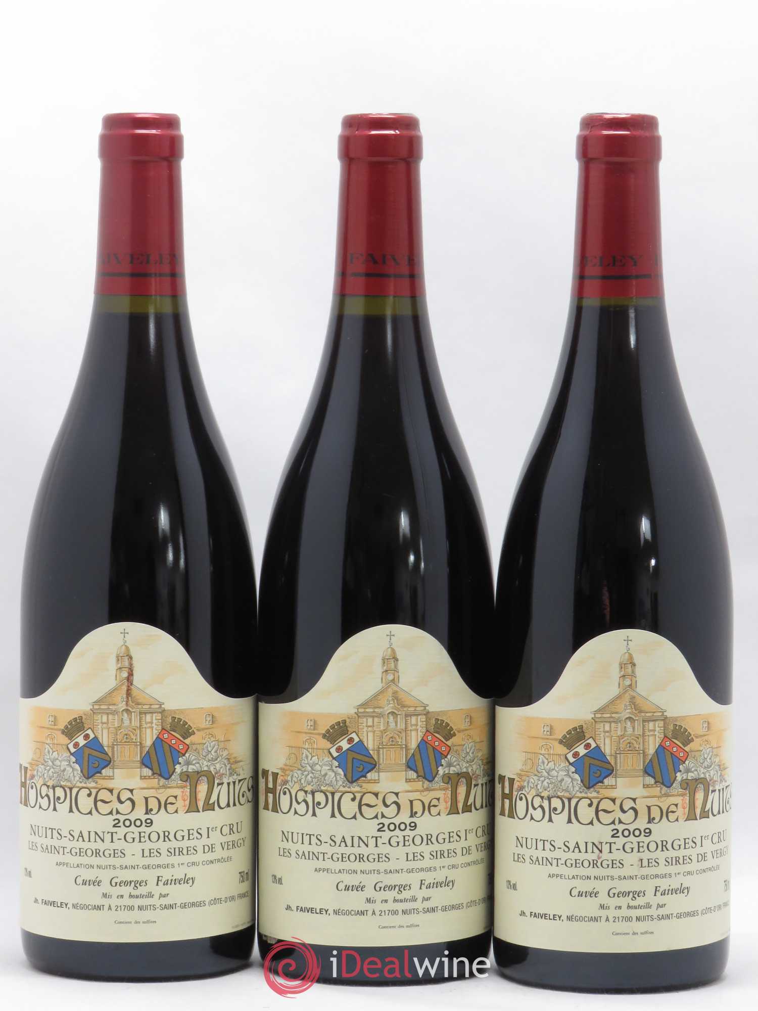 Nuits-Saint-Georges 1er Cru Les Saint-Georges Les Sires de Vergy Cuvee Georges Faiveley Hospices de Nuits 2009 - Posten von 6 Flaschen - 1