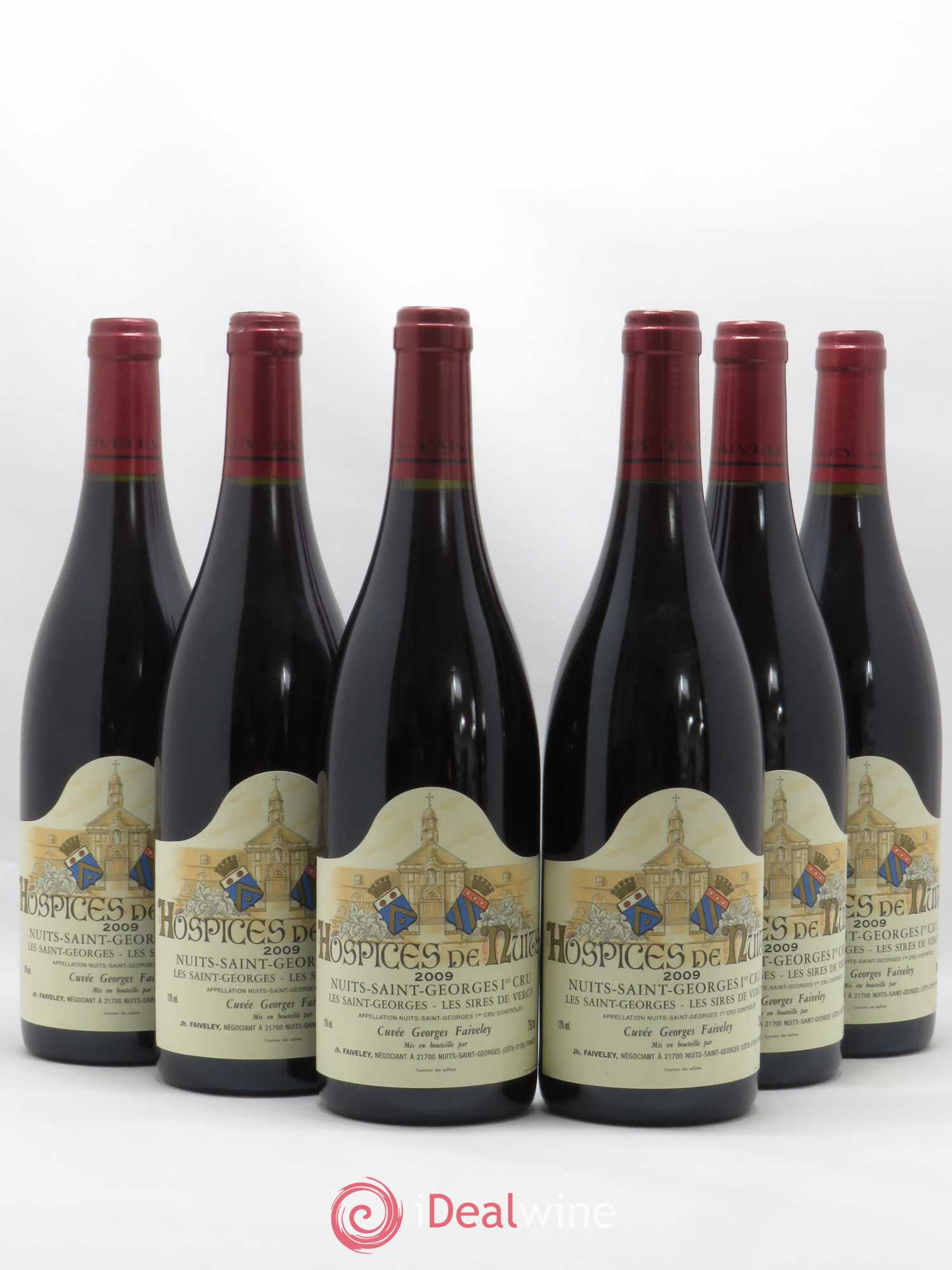 Nuits-Saint-Georges 1er Cru Les Saint-Georges Les Sires de Vergy Cuvee Georges Faiveley Hospices de Nuits 2009 - Posten von 6 Flaschen - 0