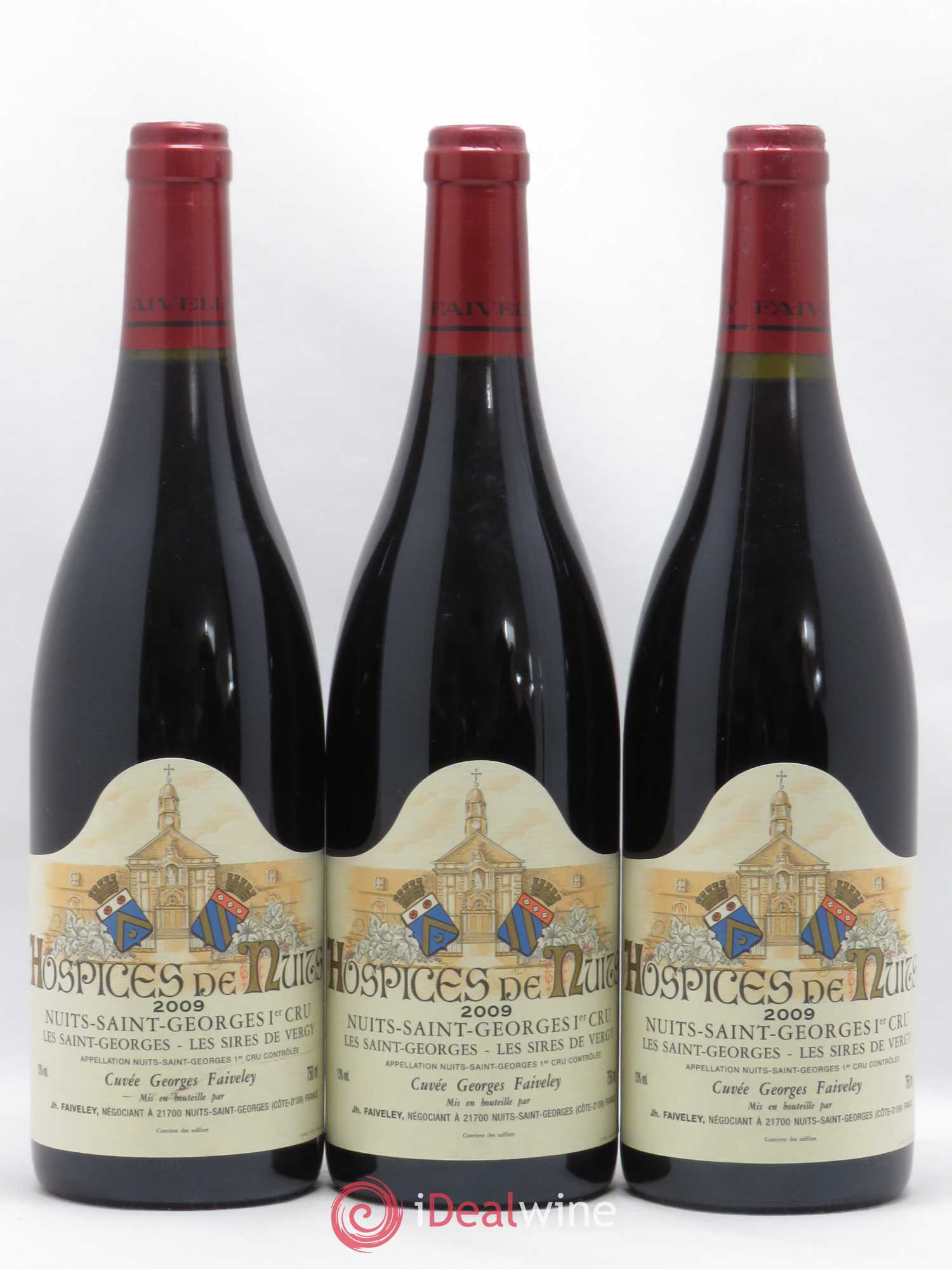 Nuits-Saint-Georges 1er Cru Les Saint-Georges Les Sires de Vergy Cuvee Georges Faiveley Hospices de Nuits 2009 - Posten von 3 Flaschen - 0