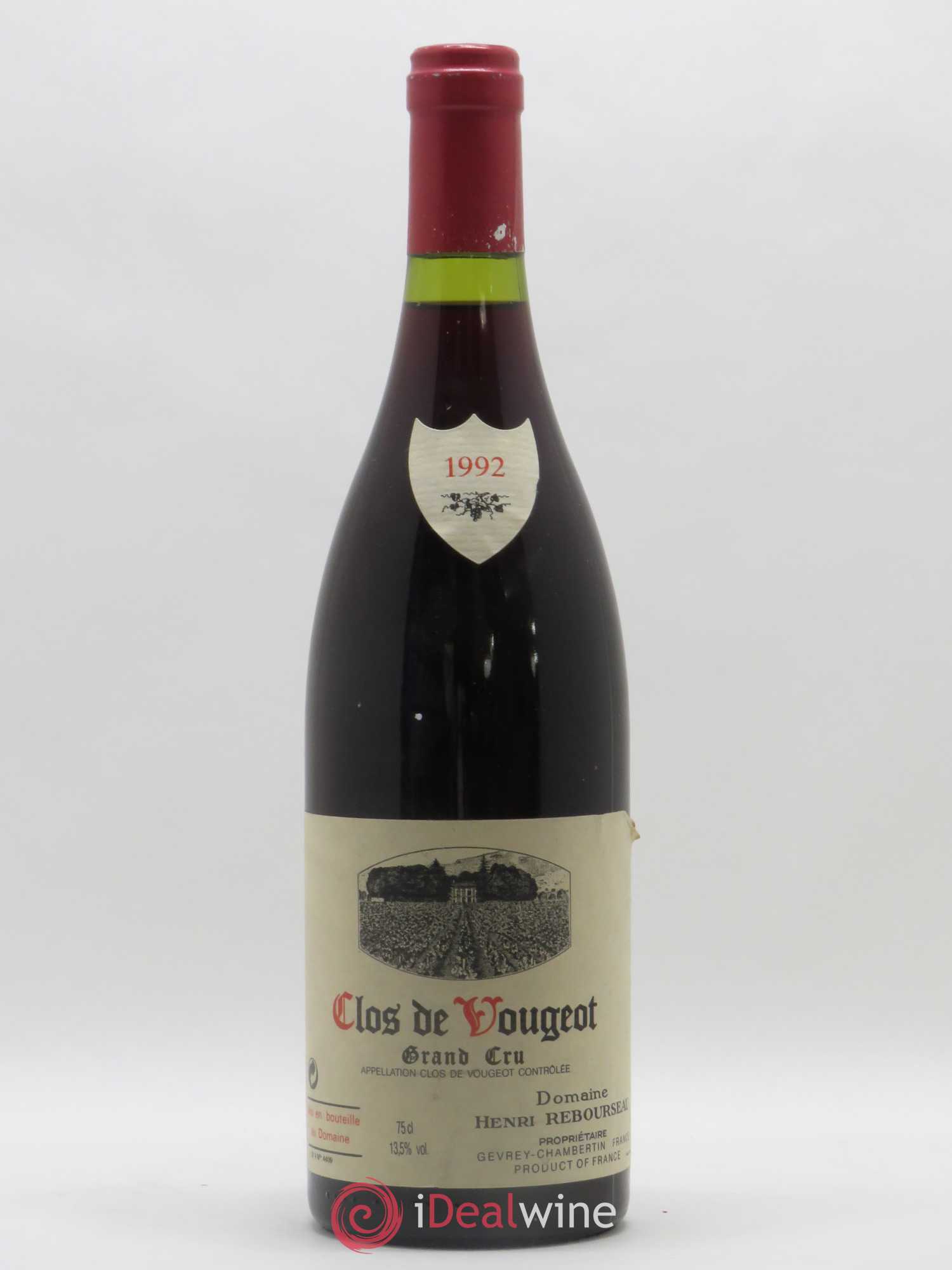 Clos de Vougeot Grand Cru Henri Rebourseau (Domaine) (sans prix de réserve) 1992 - Lot de 1 bouteille - 0