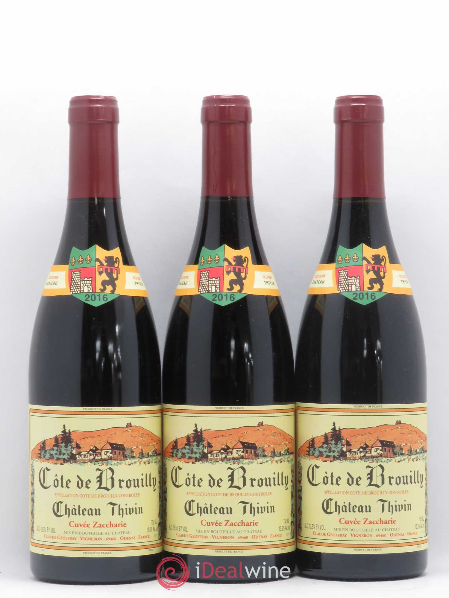 Côte de Brouilly Cuvée Zaccharie Château Thivin (sans prix de réserve) 2016 - Lot de 3 bouteilles - 0