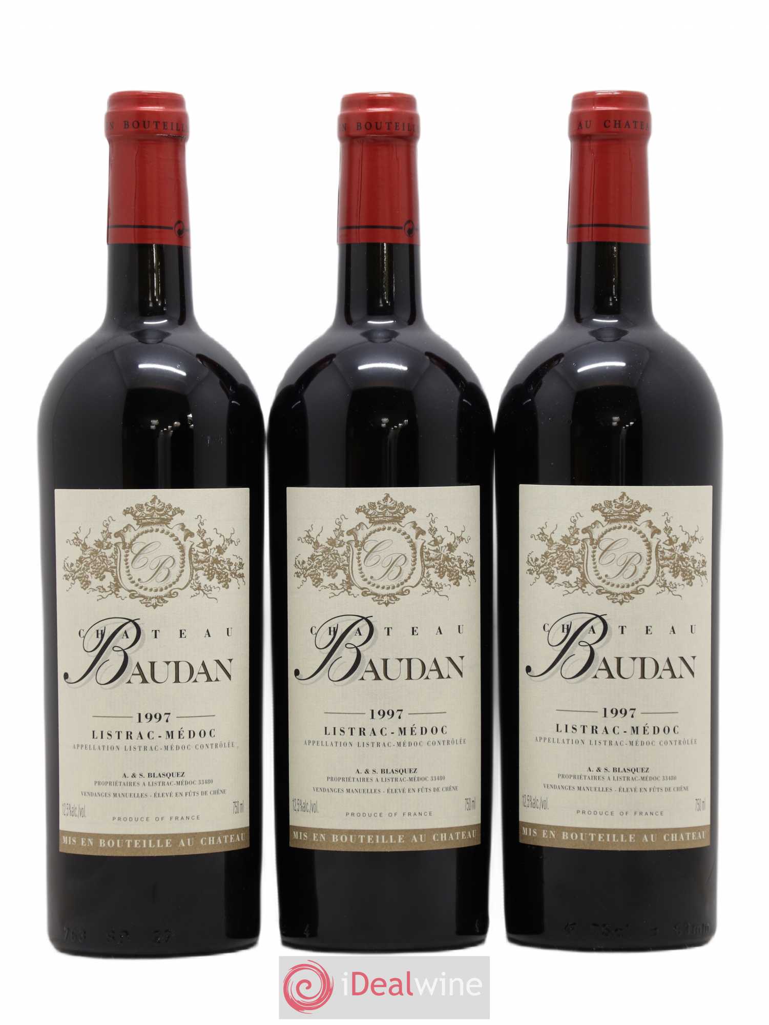 Listrac-Médoc Château Baudan (sans prix de réserve) 1997 - Posten von 3 Flaschen - 0