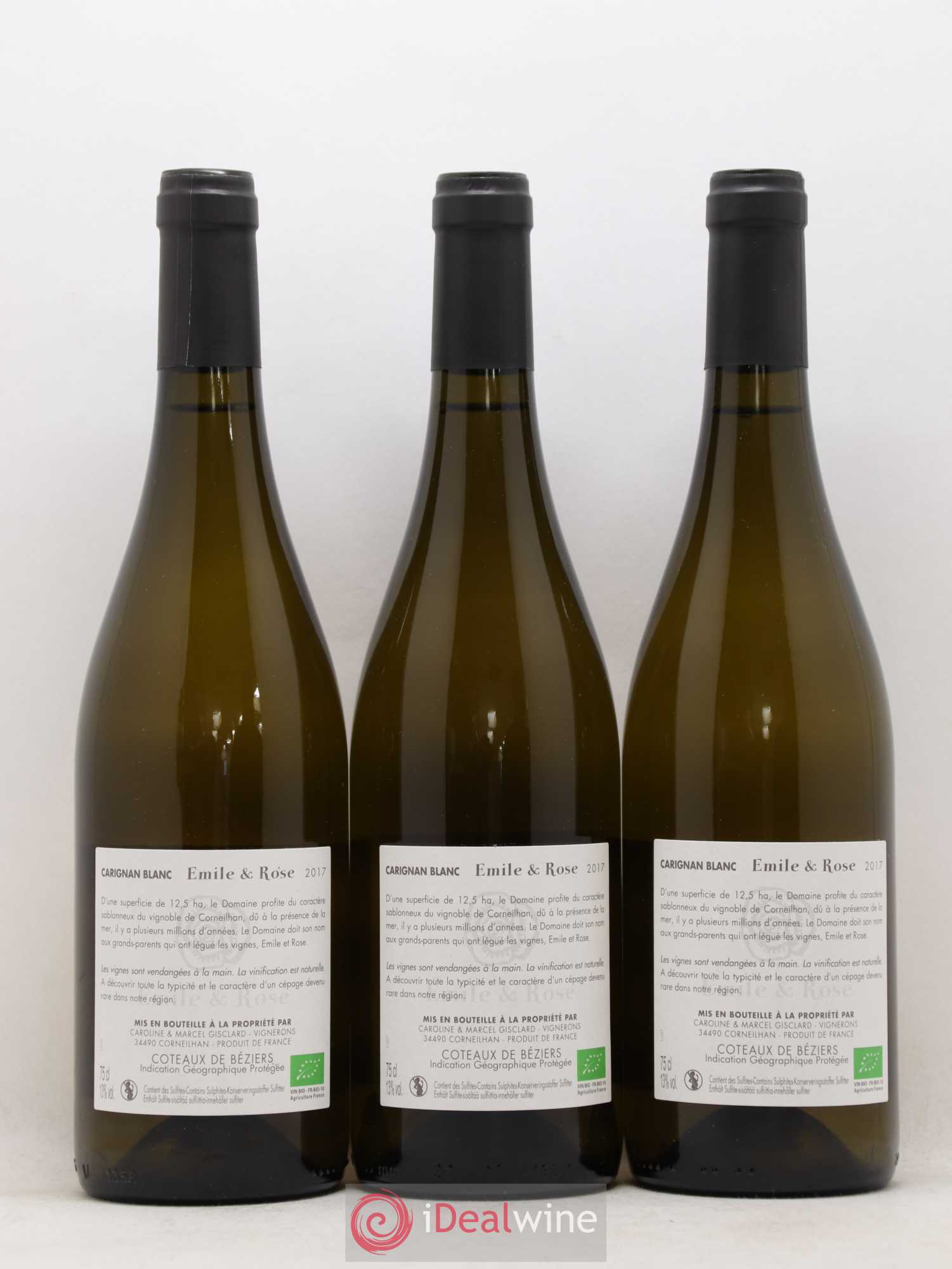Languedoc IGP Coteaux de Béziersdomaine d'Emile et Rose (sans prix de réserve) 2017 - Posten von 3 Flaschen - 1