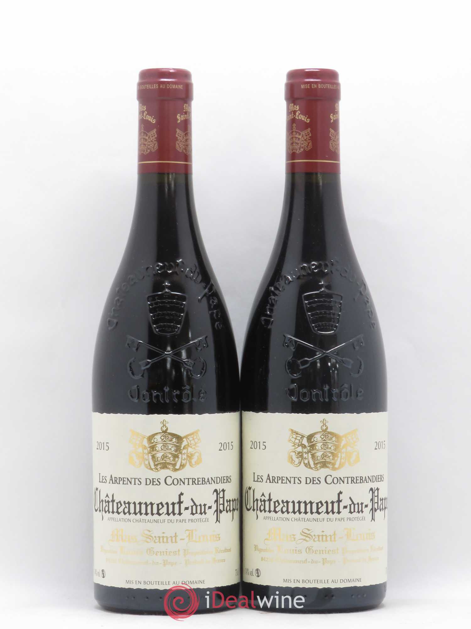 Châteauneuf-du-Pape Les Arpents des Contrebandiers Mas Saint-Louis (sans prix de réserve) 2015 - Lot de 2 bouteilles - 0
