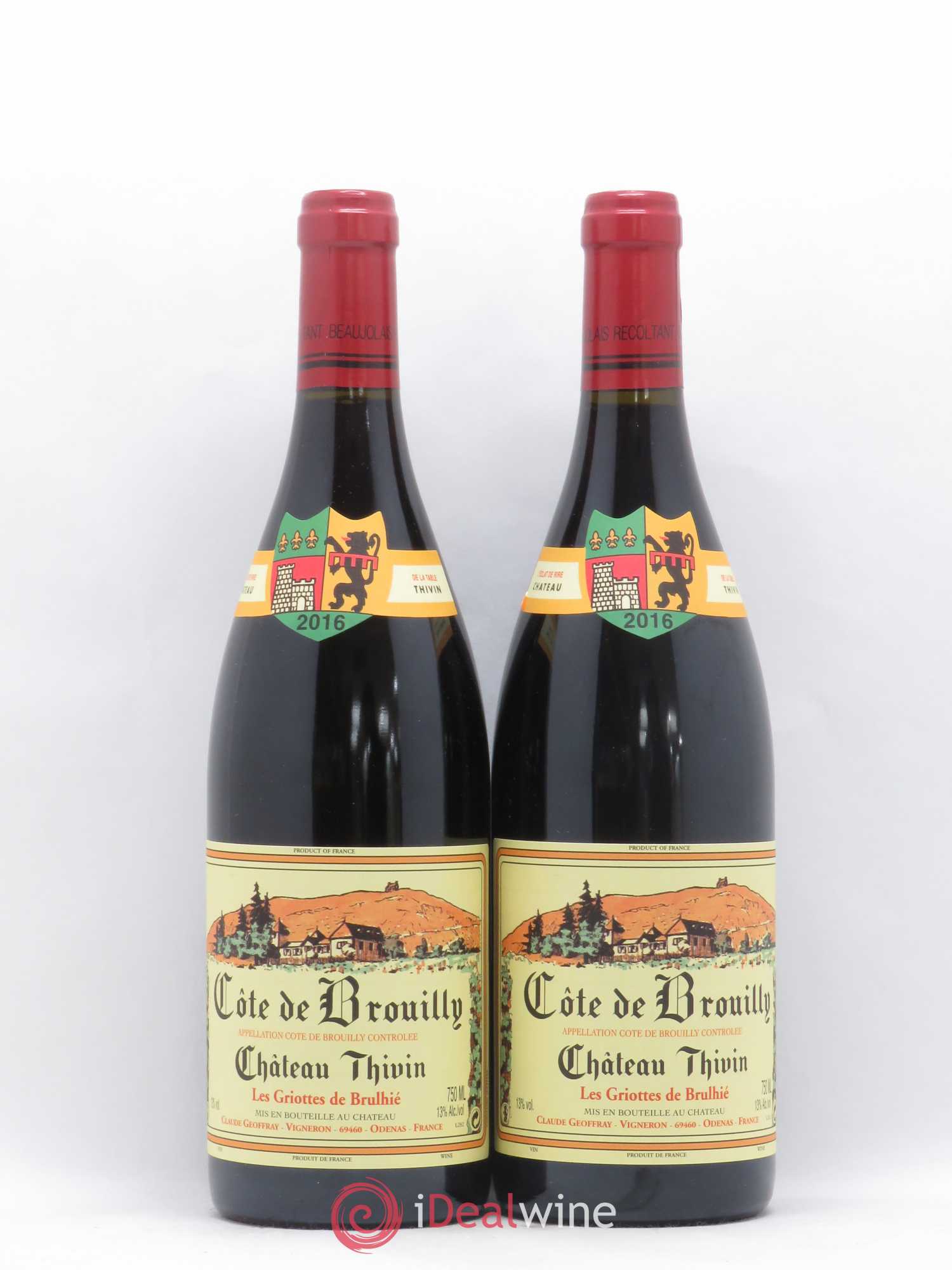 Côte de Brouilly Les Griottes de Brulhié Château Thivin 2016 - Lot de 2 bouteilles - 0