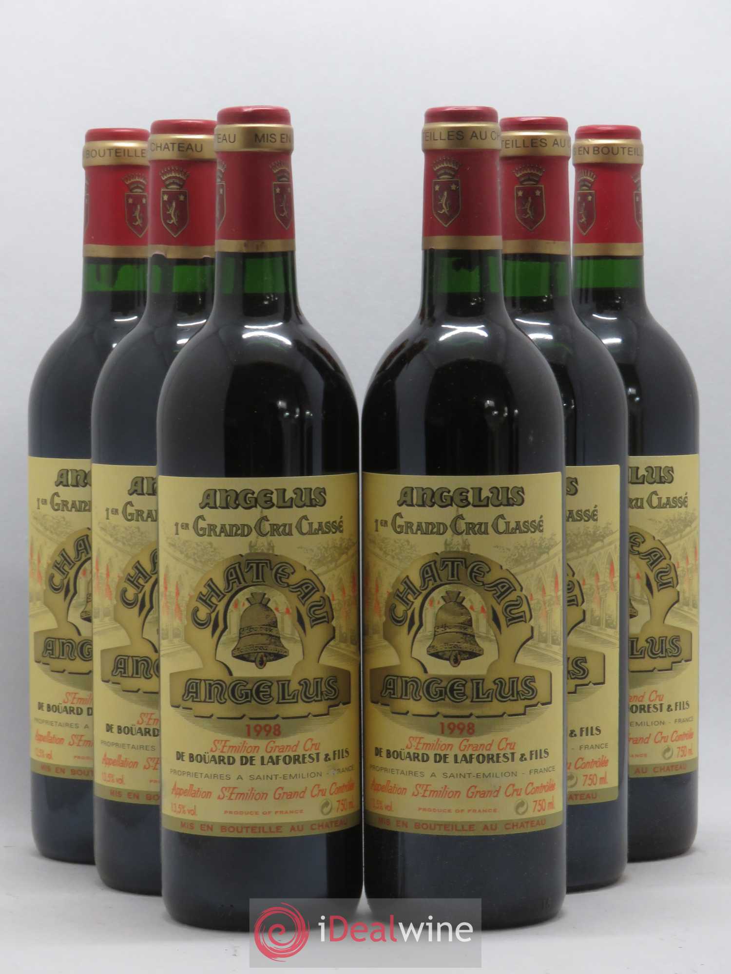Château Angélus 1er Grand Cru Classé A 1998 - Lot de 6 bouteilles - 0